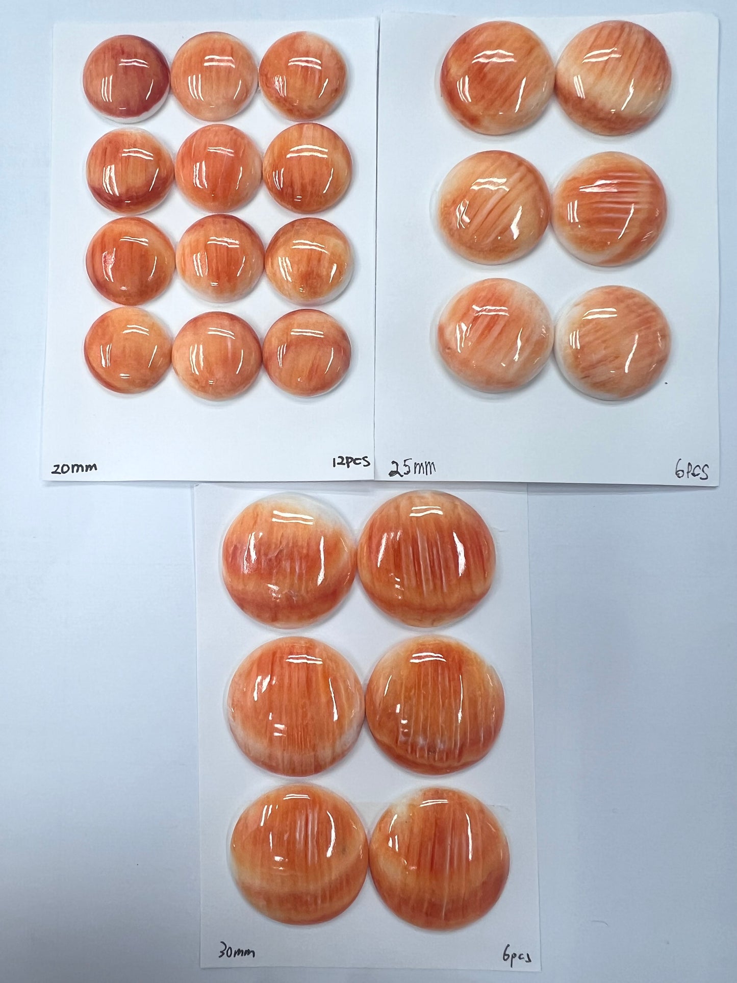 Orange Natural Spiny Oyster Shell Round Cab 20~30mm