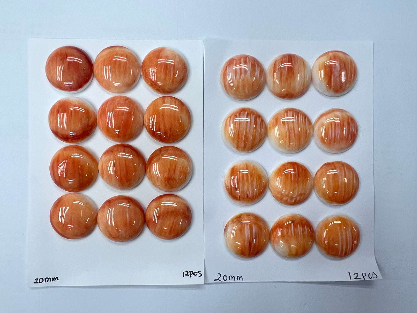 Orange Natural Spiny Oyster Shell Round Cab 20~30mm
