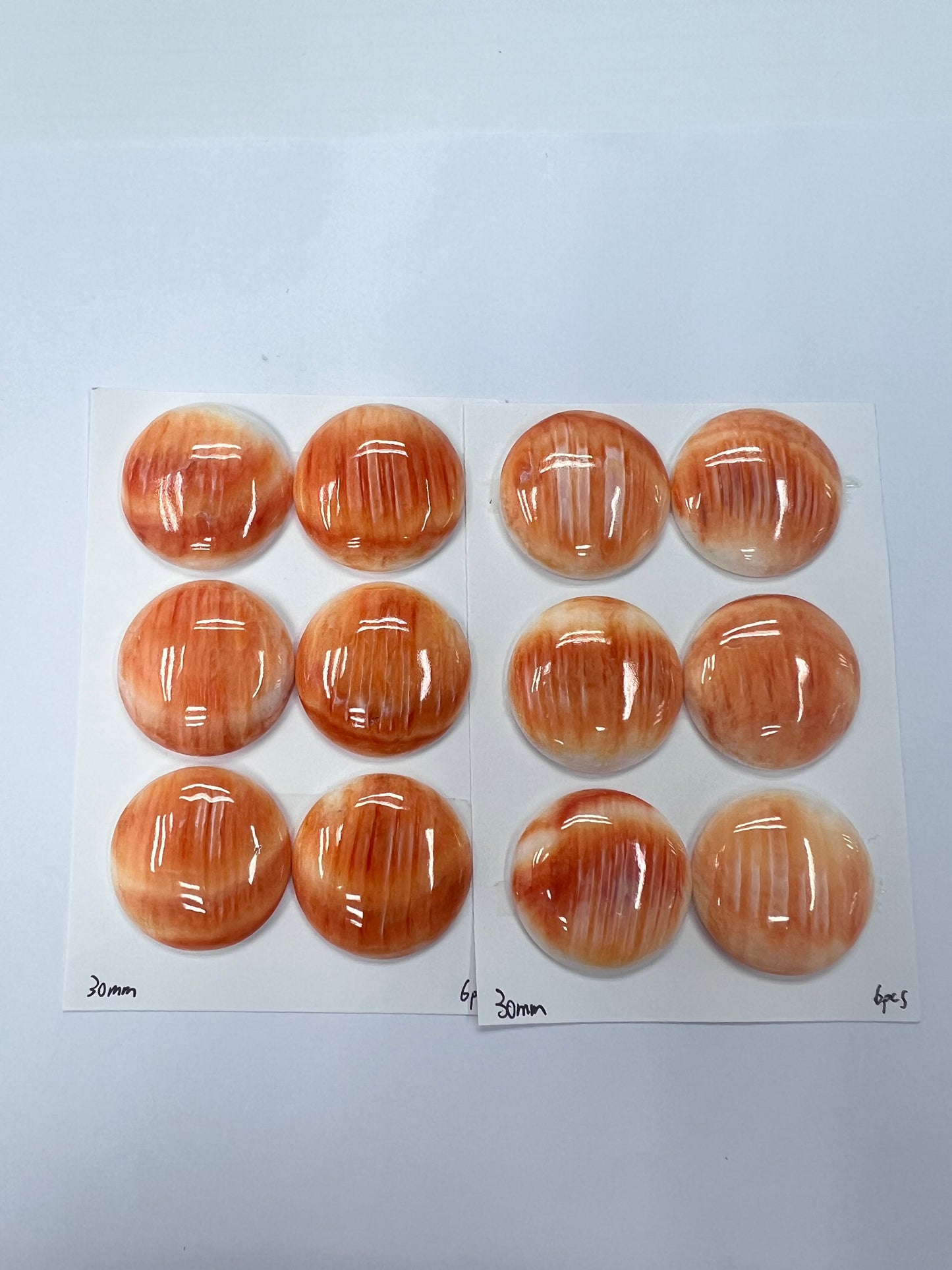 Orange Natural Spiny Oyster Shell Round Cab 20~30mm