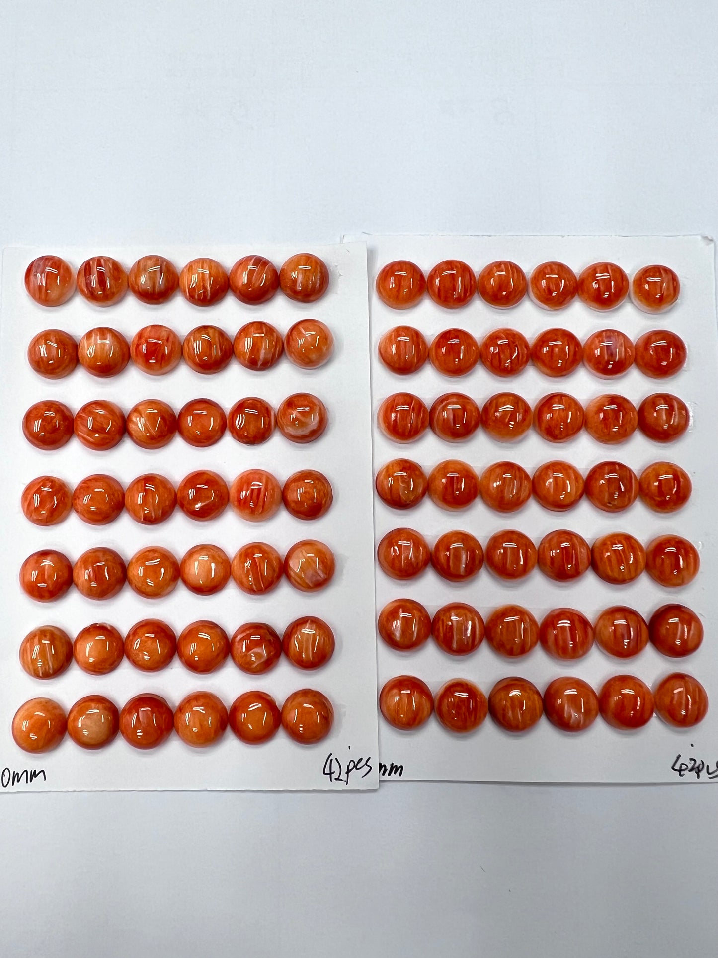 Orange Natural Spiny Oyster Shell Round Cab 6~10mm