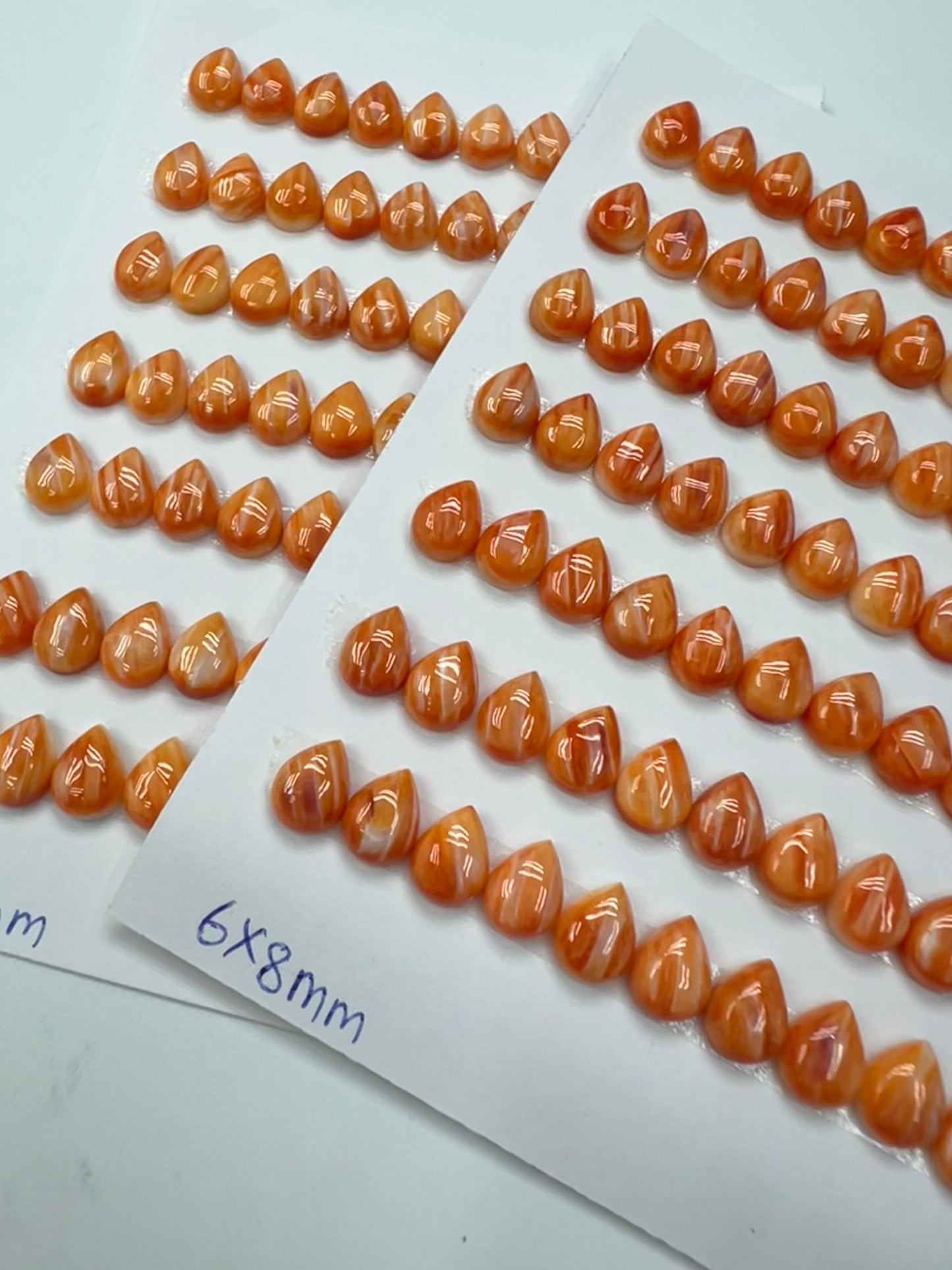 Orange Natural Spiny Oyster Shell Teardrop Cab 6x8mm - 8x10mm