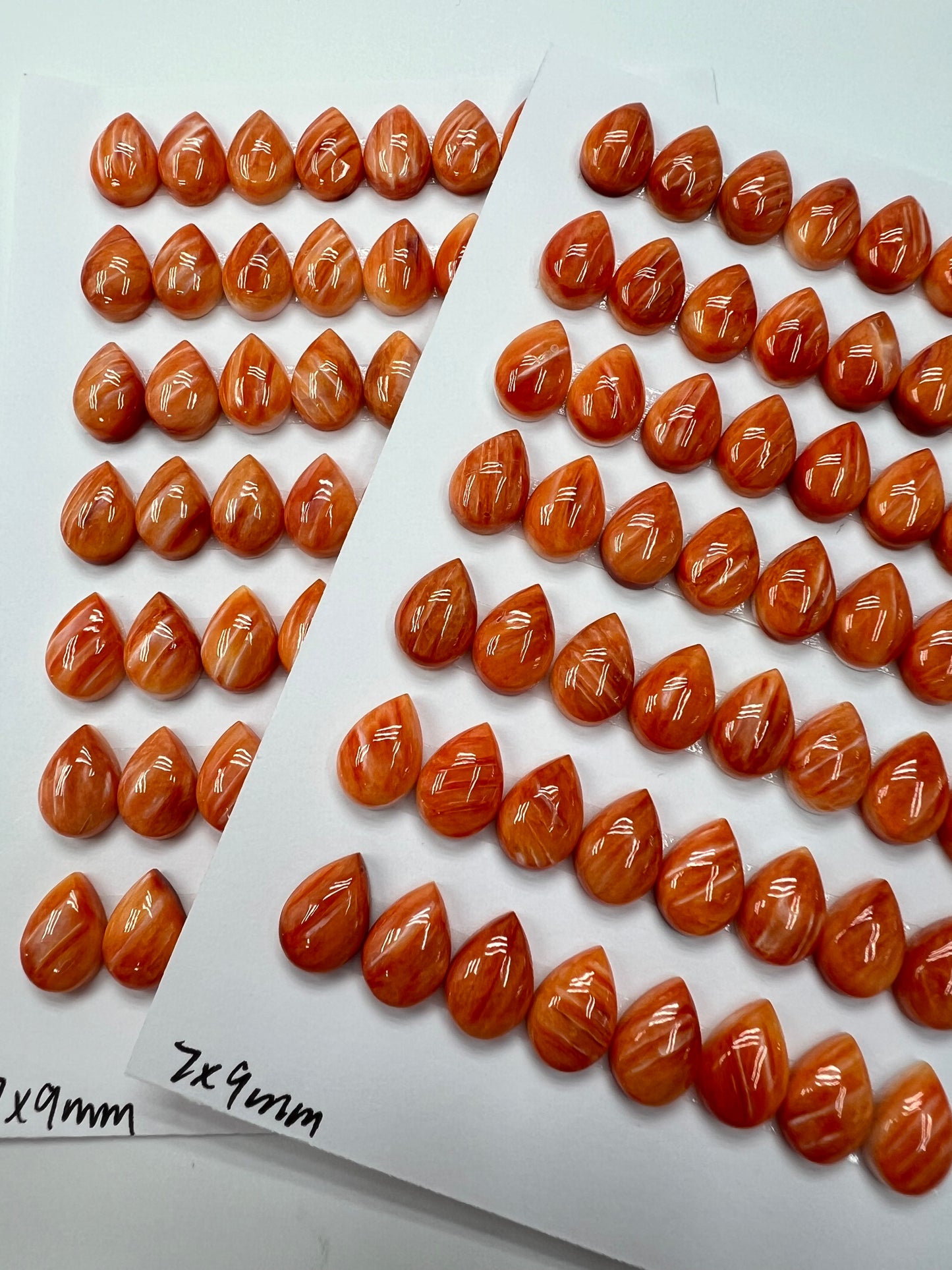 Orange Natural Spiny Oyster Shell Teardrop Cab 6x8mm - 8x10mm