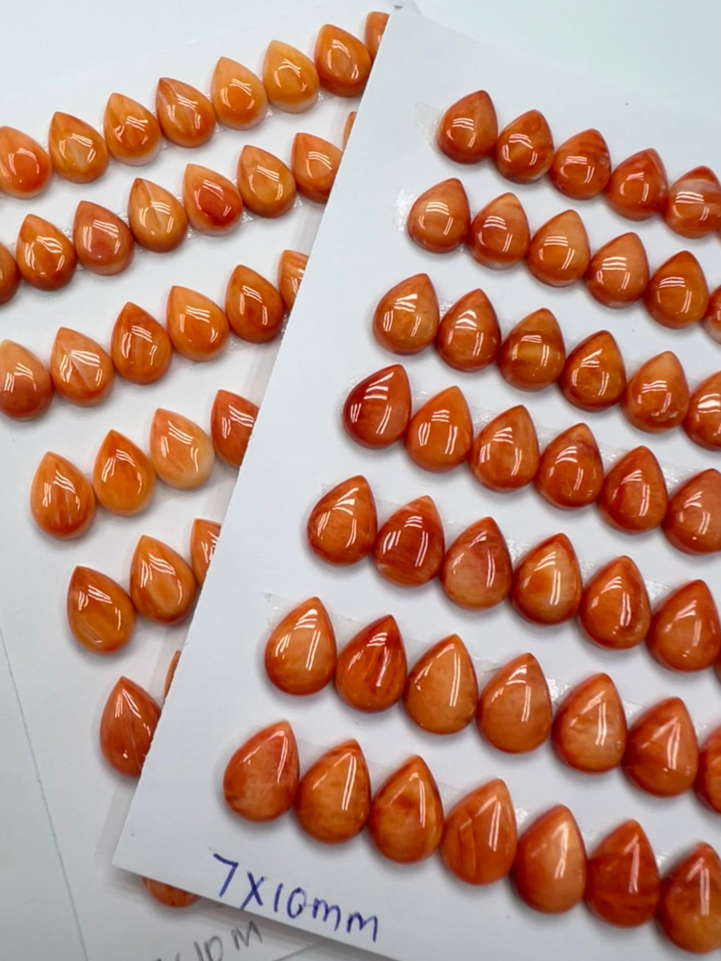 Orange Natural Spiny Oyster Shell Teardrop Cab 6x8mm - 8x10mm