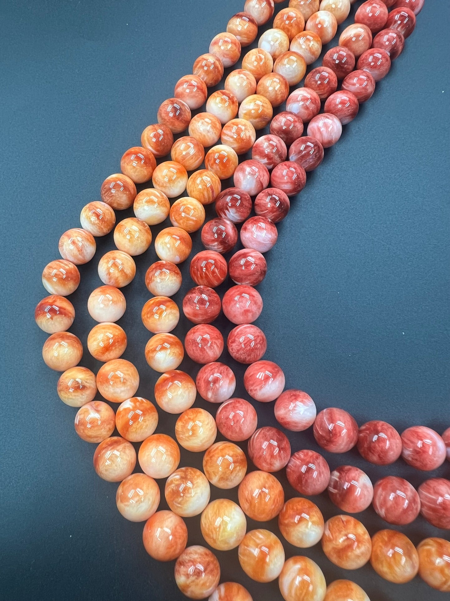 Spiny Oyster Shell Round Beads 11mm Orange/Red