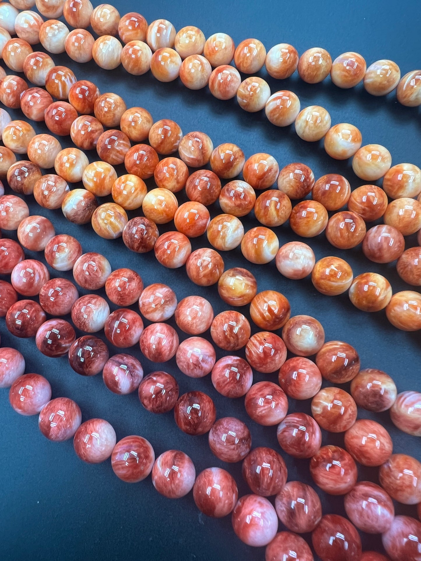 Spiny Oyster Shell Round Beads 10mm Orange/Red