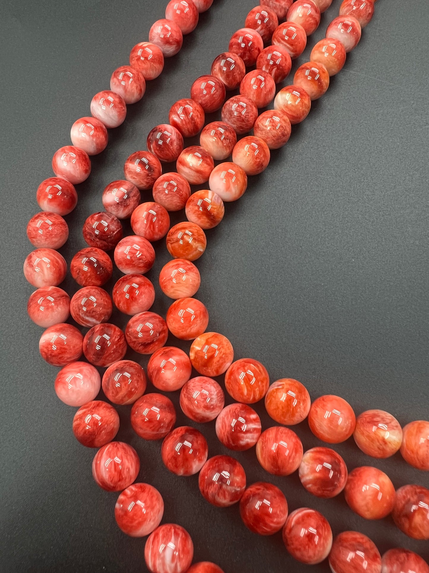 Spiny Oyster Shell Round Beads 10mm Orange/Red
