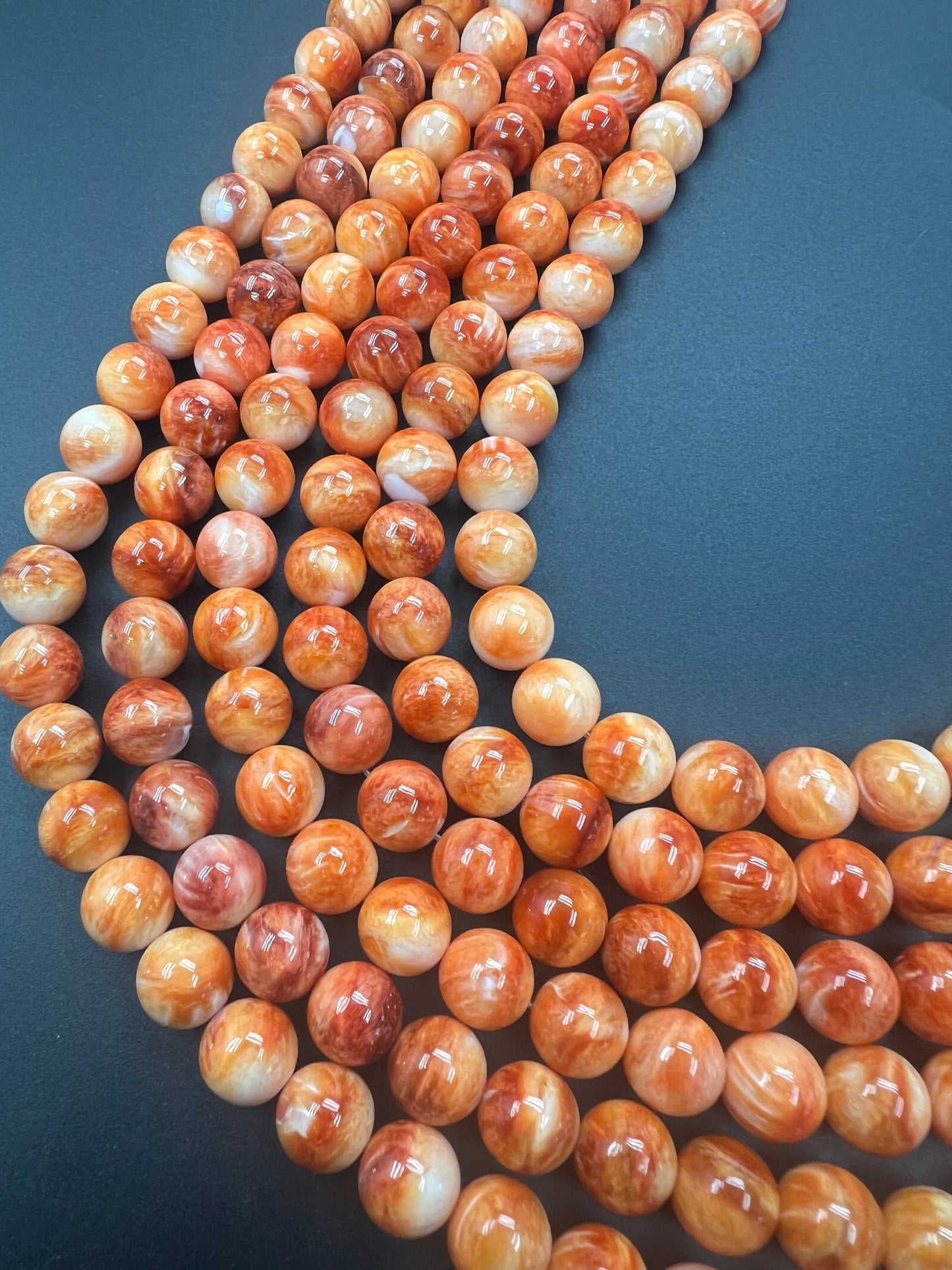 Spiny Oyster Shell Round Beads 10mm Orange/Red