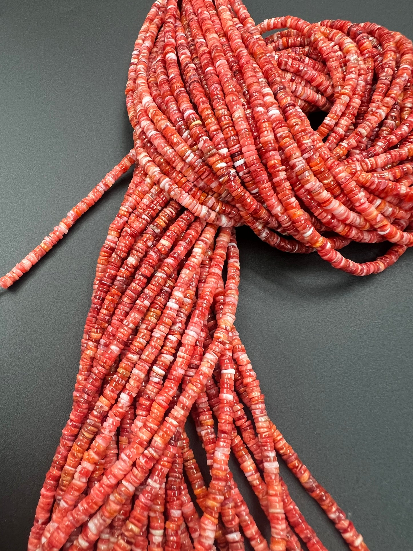 Red Spiny Oyster Shell Heishi Beads 3-5mm