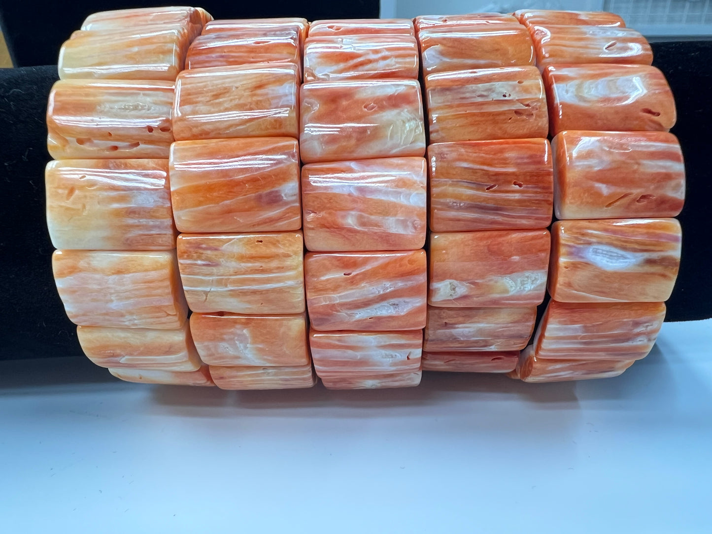 Natural Spiny Oyster Shell Rectangle Bracelet 12x16mm