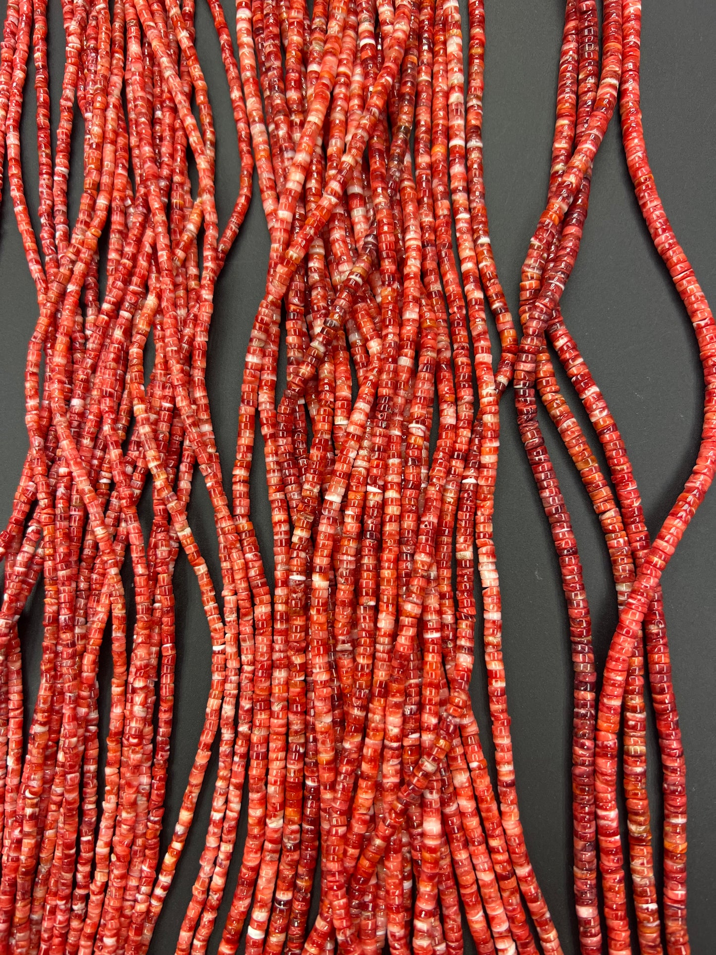 Red Spiny Oyster Shell Heishi Beads 3-5mm