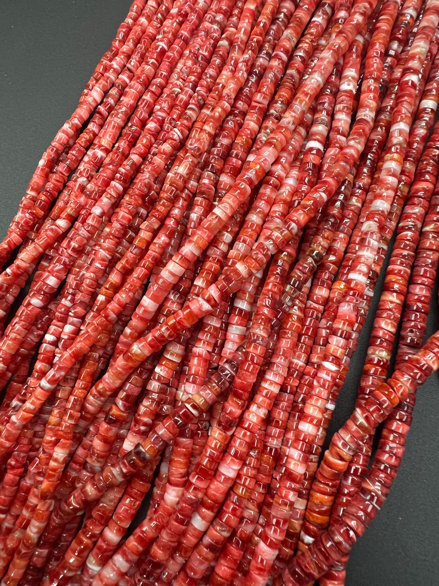 Red Spiny Oyster Shell Heishi Beads 3-5mm