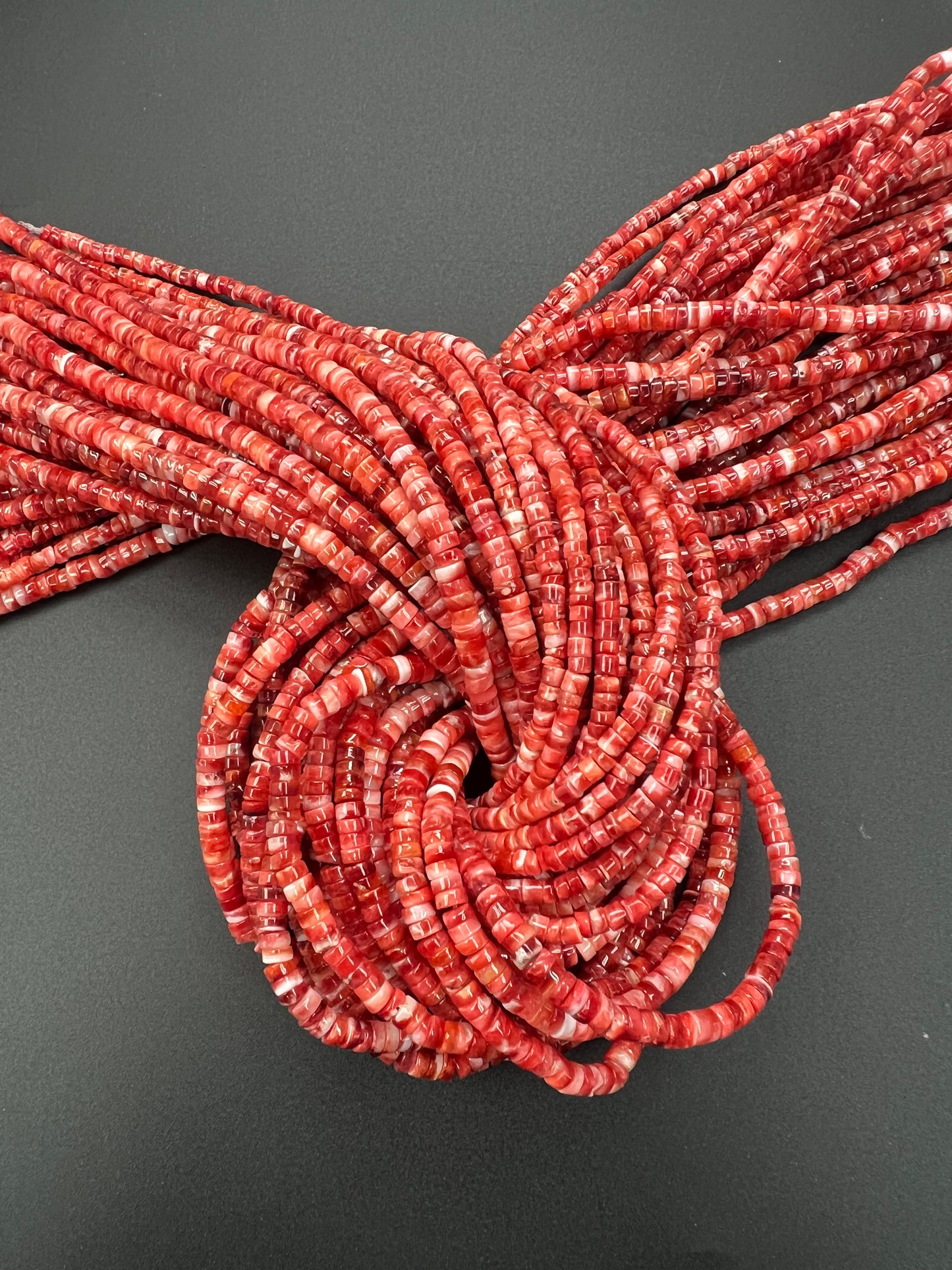 Red Spiny Oyster Shell Heishi Beads 3-5mm