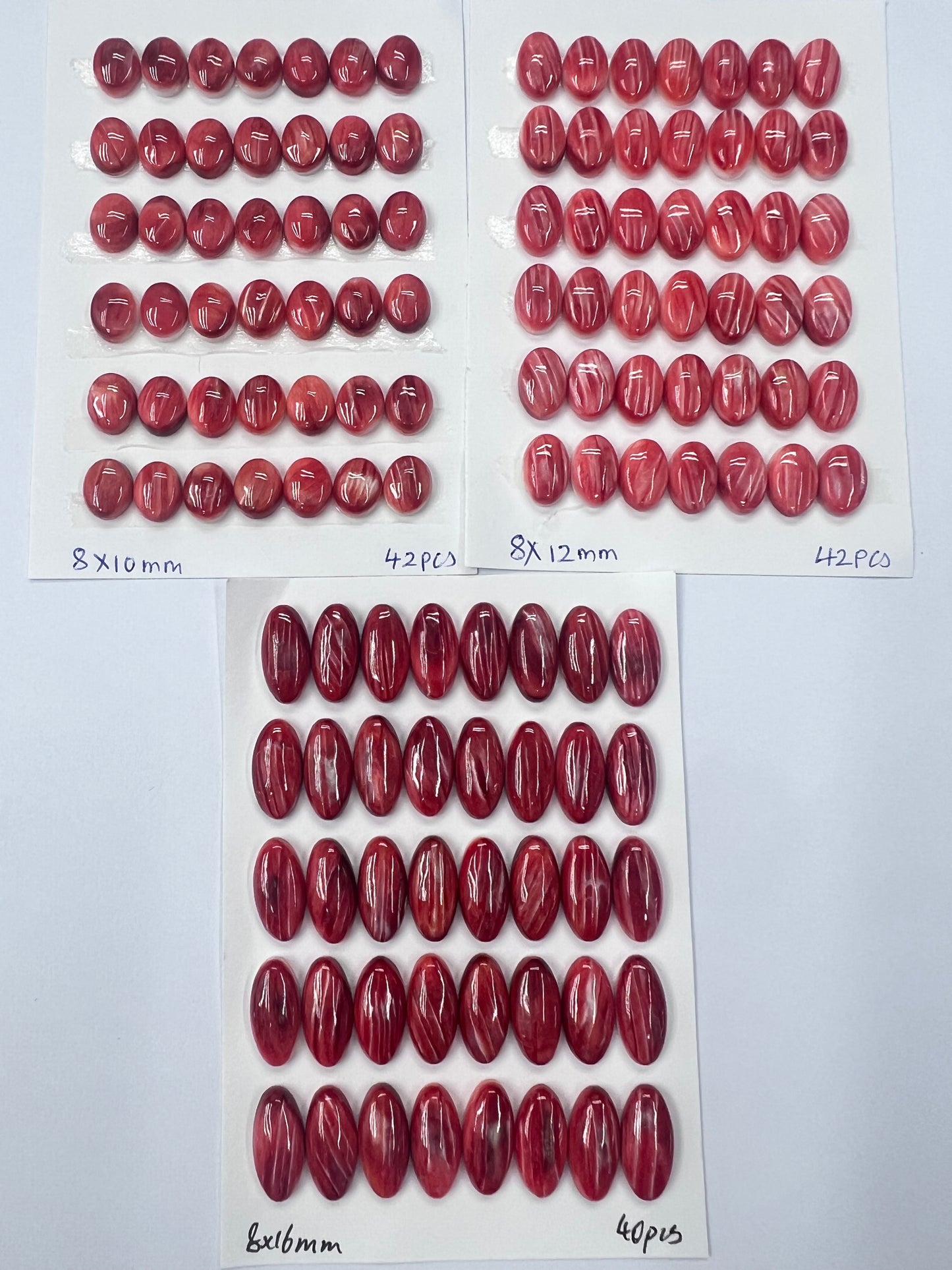 Red Natural Spiny Oyster Shell Oval Cab 8x10mm ~ 8x16mm