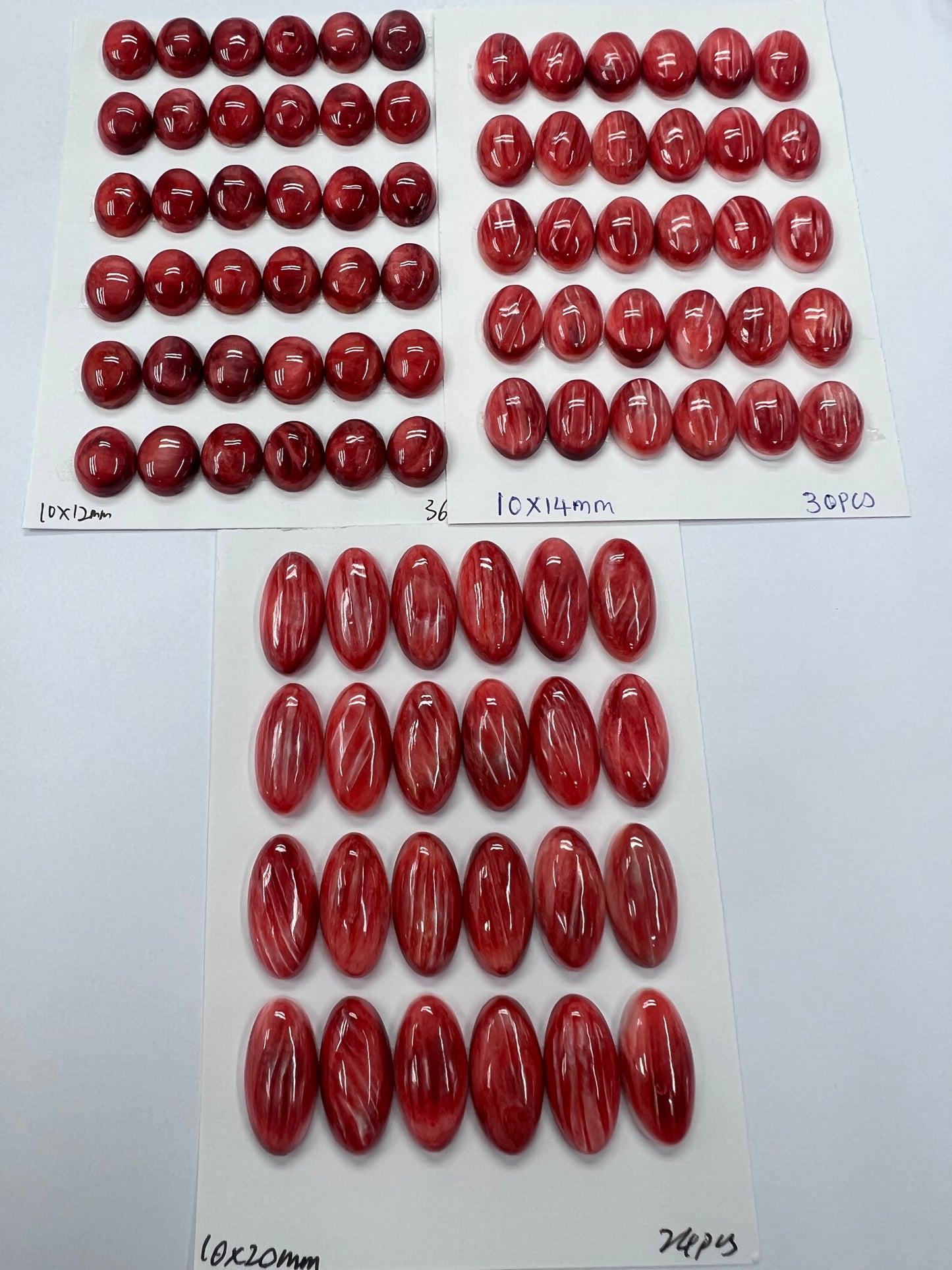 Red Natural Spiny Oyster Shell Oval Cab 10x12mm ~ 10x20mm