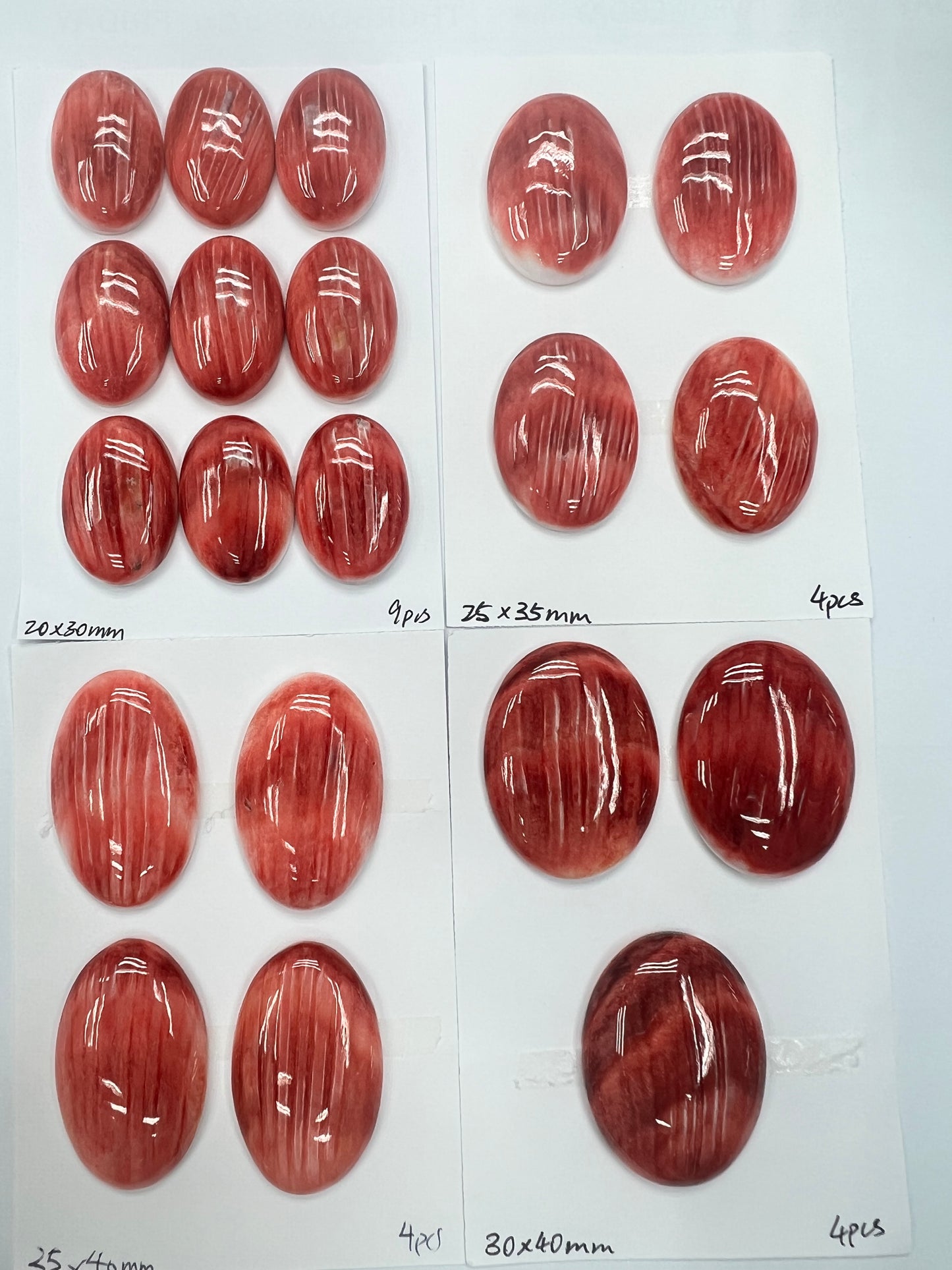 Red Natural Spiny Oyster Shell Oval Cab 20x30mm ~ 30x40mm