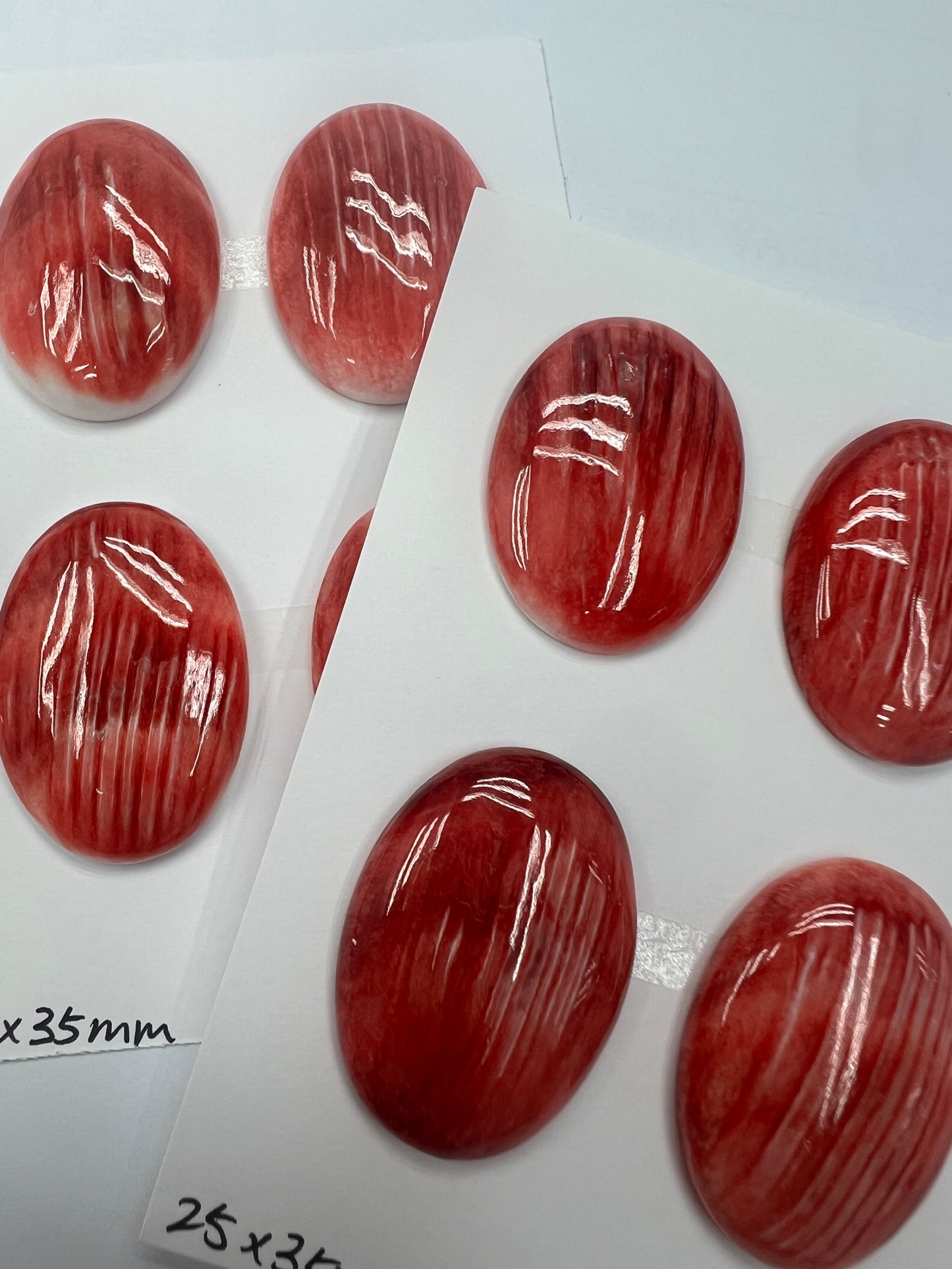 Red Natural Spiny Oyster Shell Oval Cab 20x30mm ~ 30x40mm