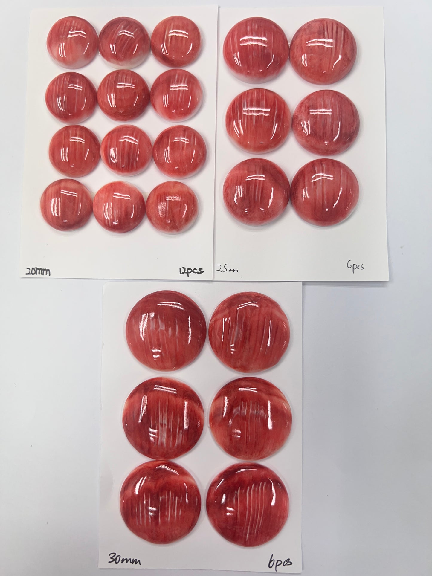 Red Natural Spiny Oyster Shell Round Cab 20~30mm