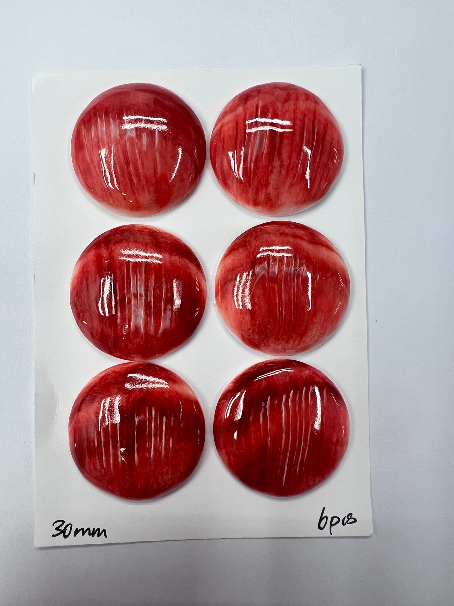Red Natural Spiny Oyster Shell Round Cab 20~30mm