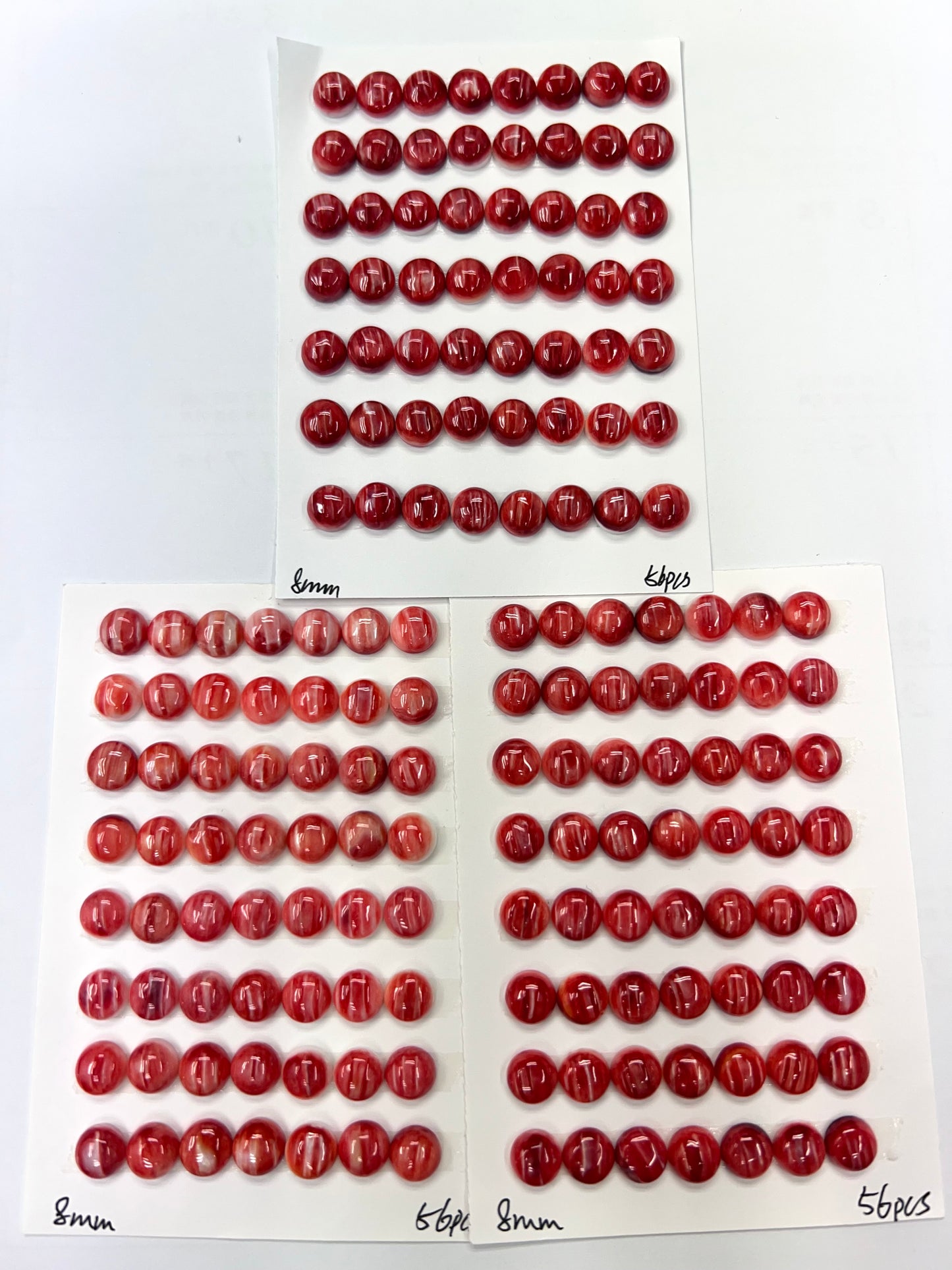 Red Natural Spiny Oyster Shell Round Cab 6~10mm