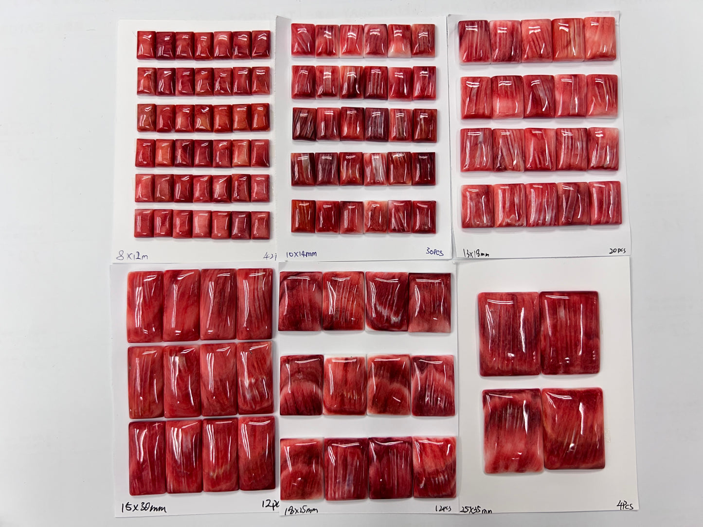 Red Natural Spiny Oyster Shell Rectangle Cab 8x12~25x35mm
