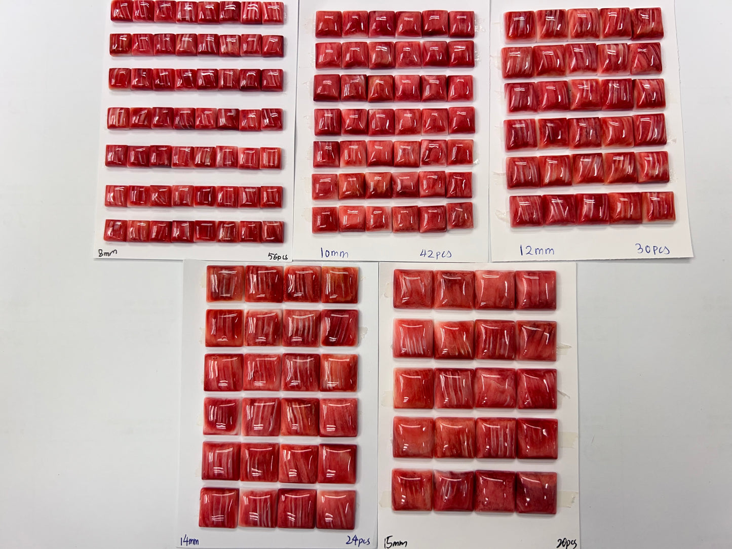 Red Natural Spiny Oyster Shell Square Cab 8mm ~ 15mm