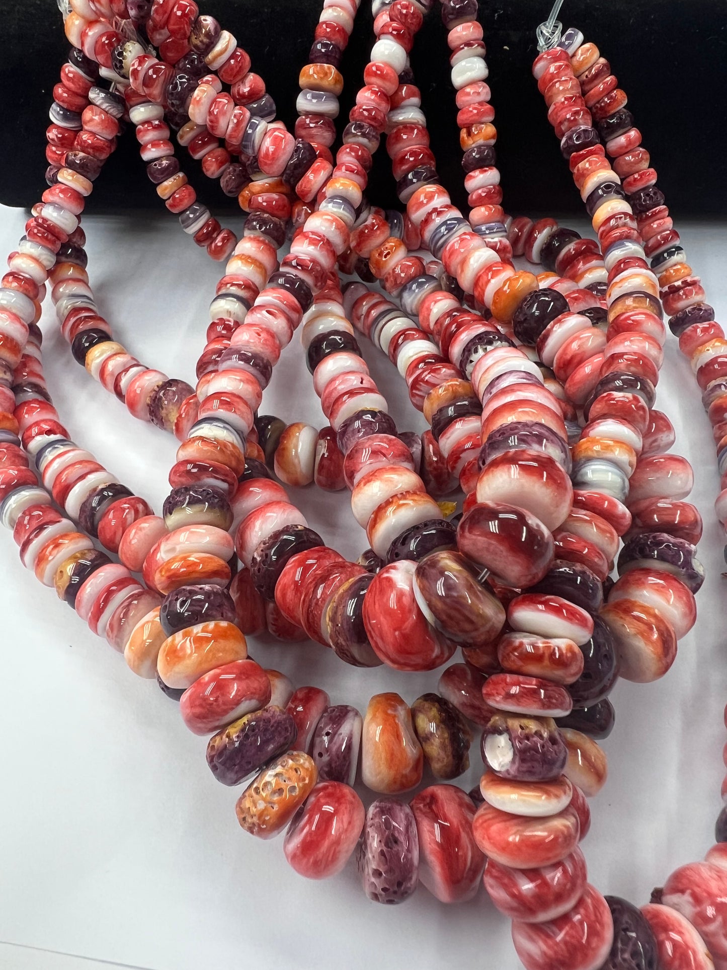 (Mix Color) Spiny Oyster Roundelle Beads Graduated
