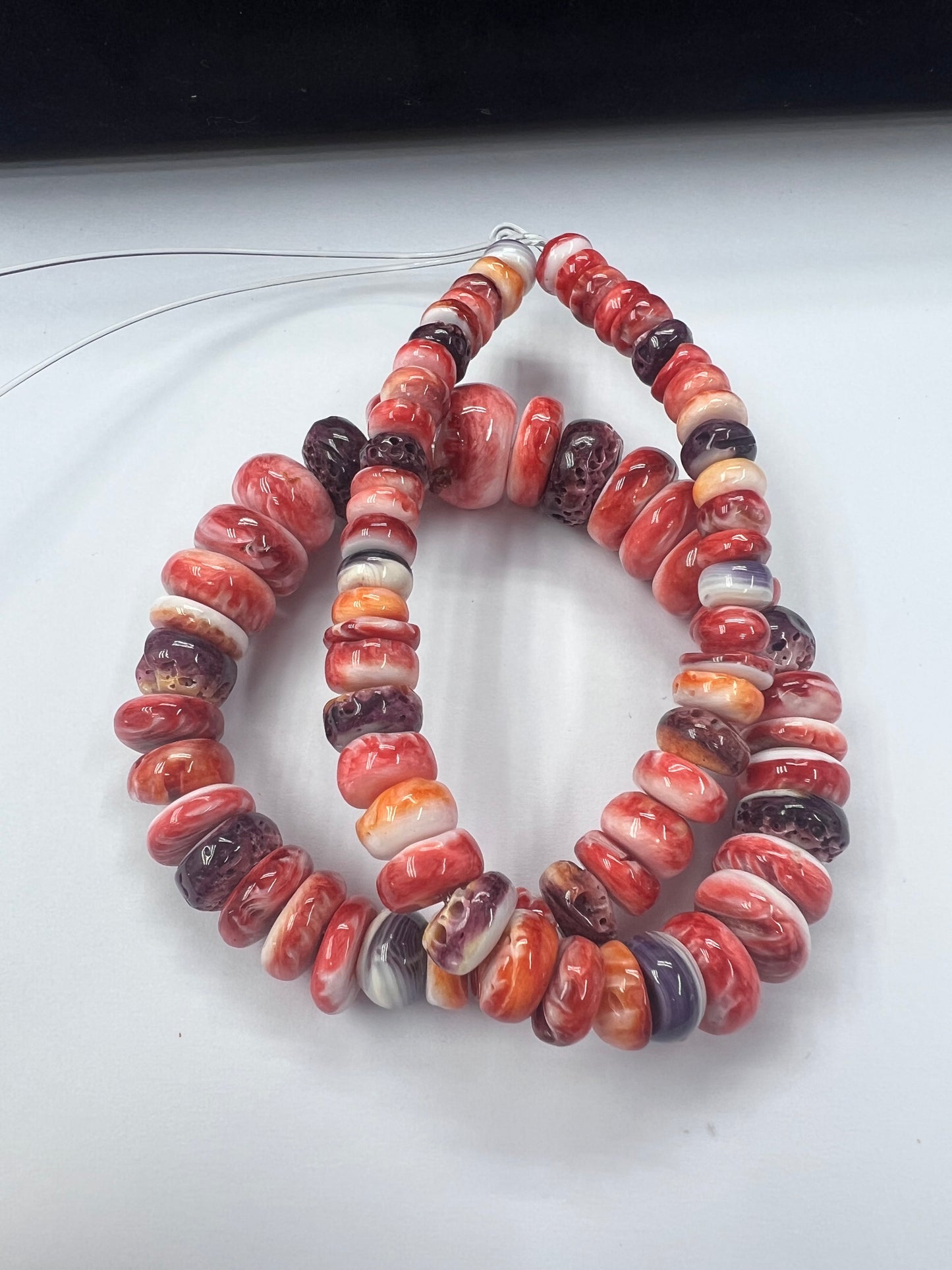 (Mix Color) Spiny Oyster Roundelle Beads Graduated