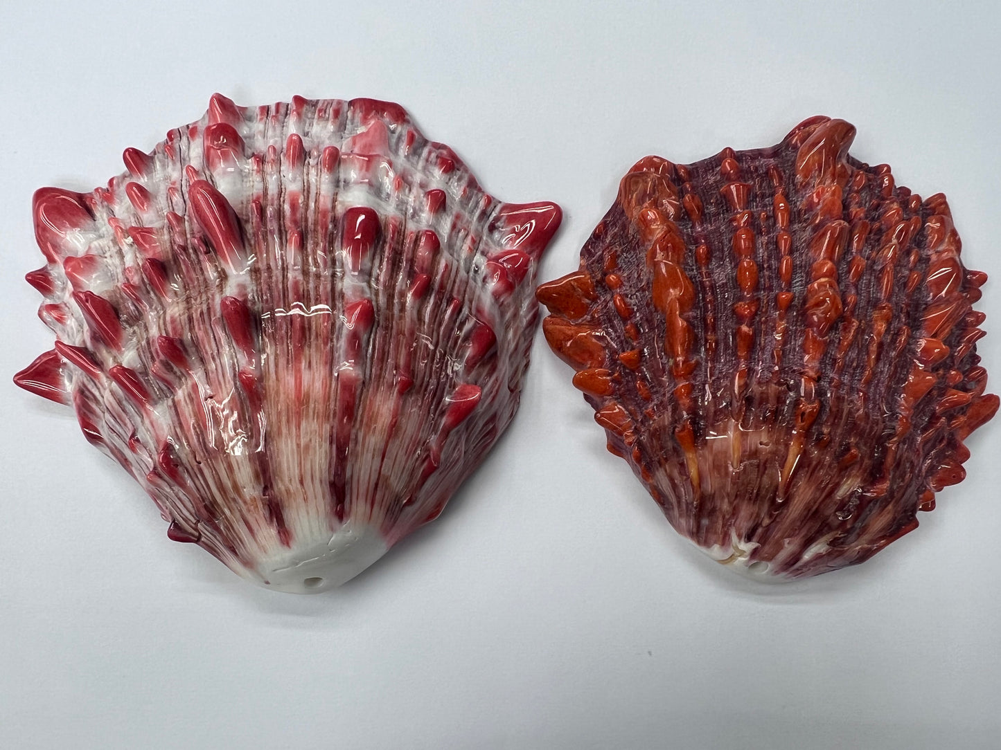 Natural Spiny Oyster Shell Druzy Shell Free Size Pendant (Orange/Red)