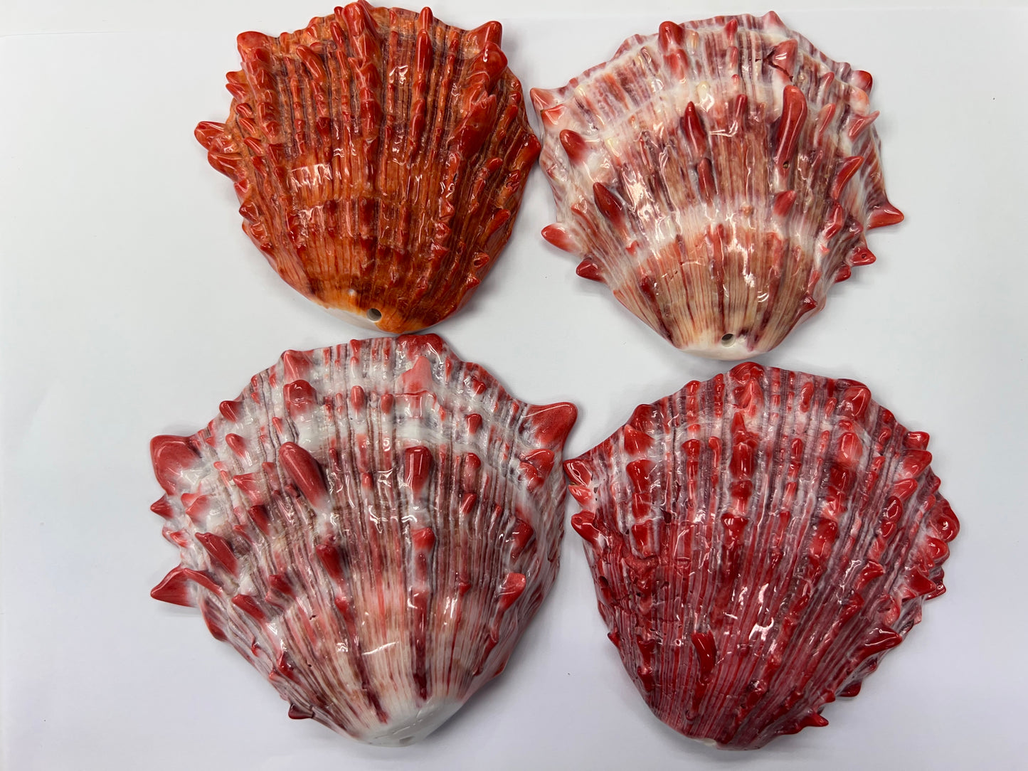 Natural Spiny Oyster Shell Druzy Shell Free Size Pendant (Orange/Red)