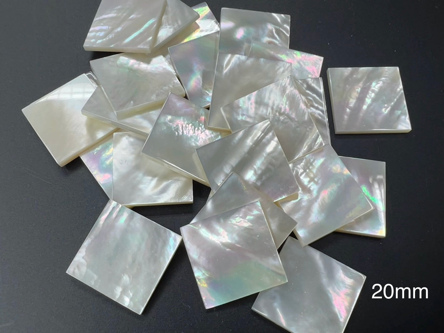 Natural White Mother Of Pearl Shell Square Loose Piece - 20mm - 40mm