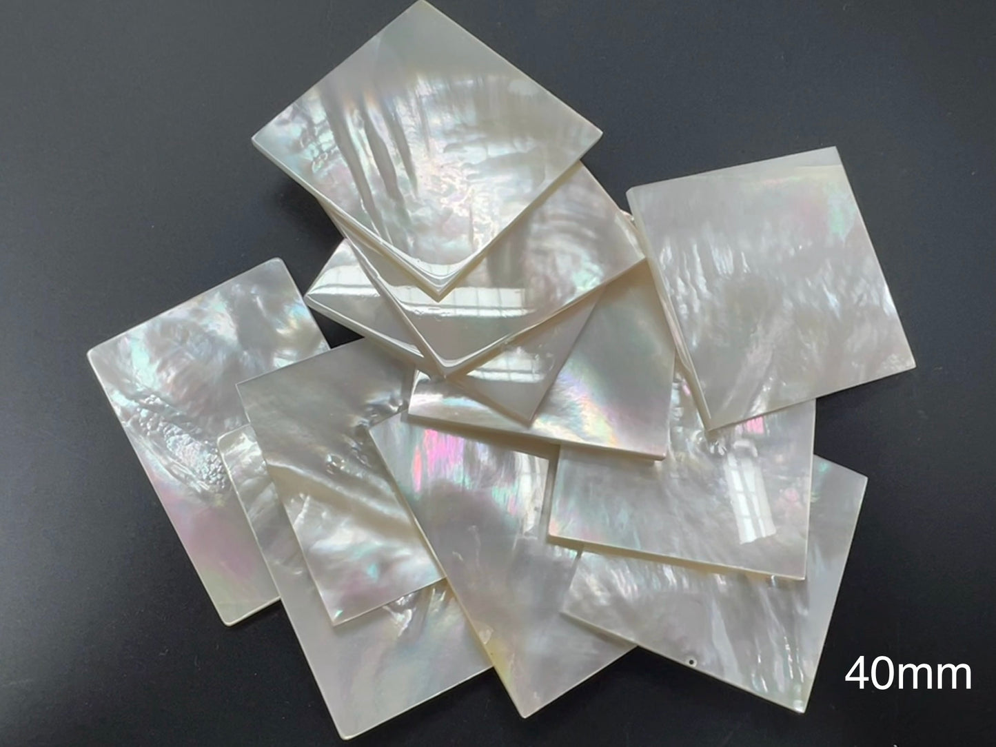 Natural White Mother Of Pearl Shell Square Loose Piece - 20mm - 40mm