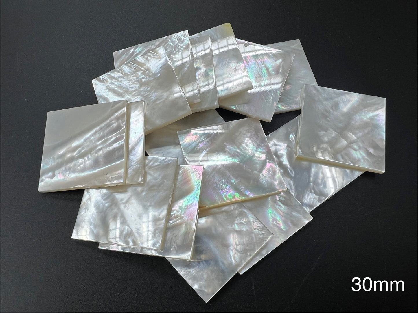 Natural White Mother Of Pearl Shell Square Loose Piece - 20mm - 40mm