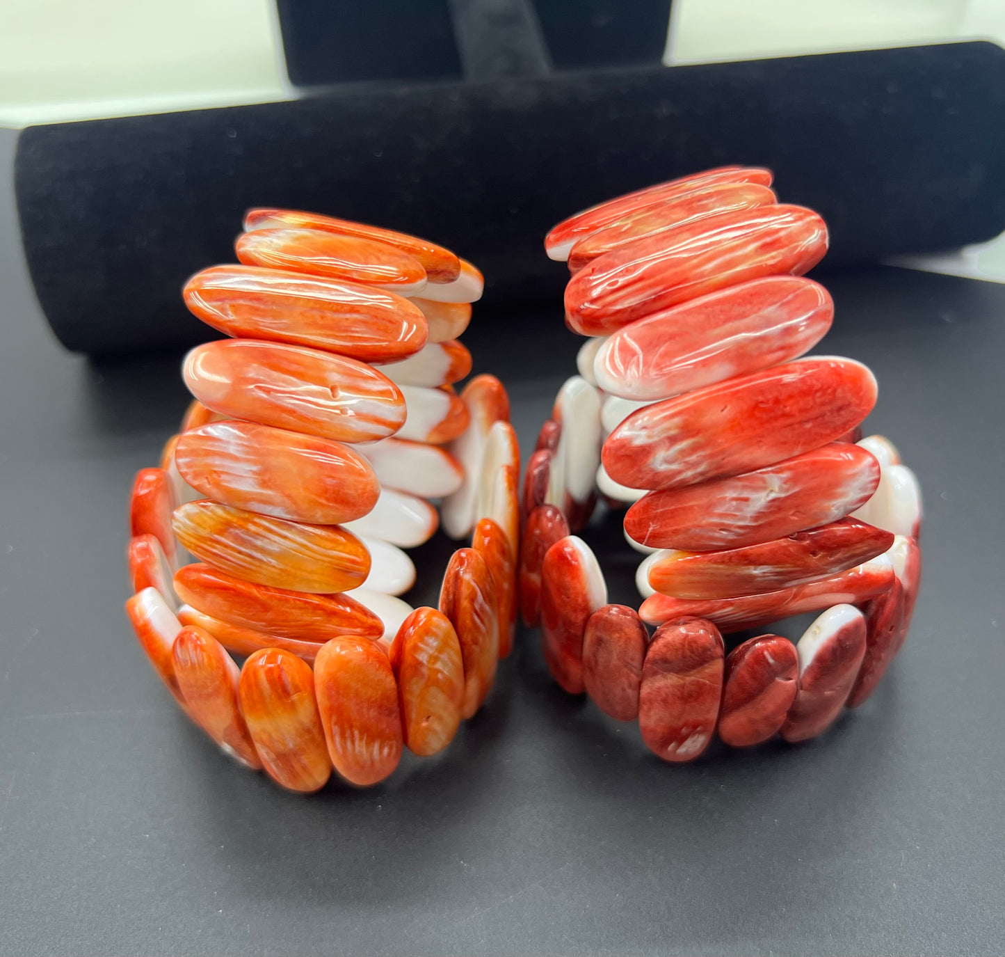 (Red/ Orange) Spiny Oyster Oval Bracelet