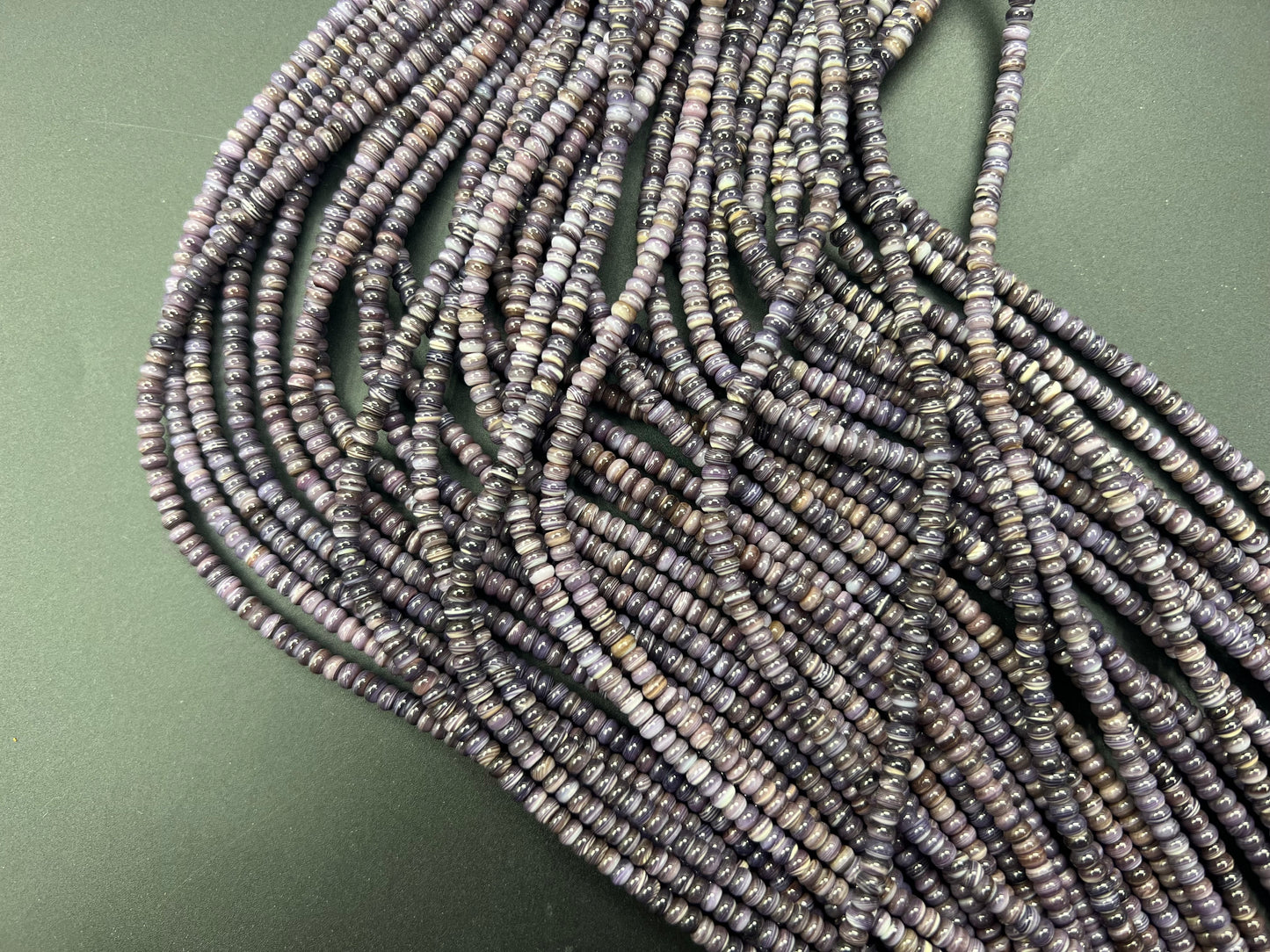 (Top+) Wampum Rondelle Bead 4mm