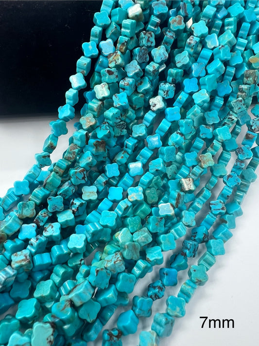 Natural Turquoise 4 Clover Flower Strand 7~12mm