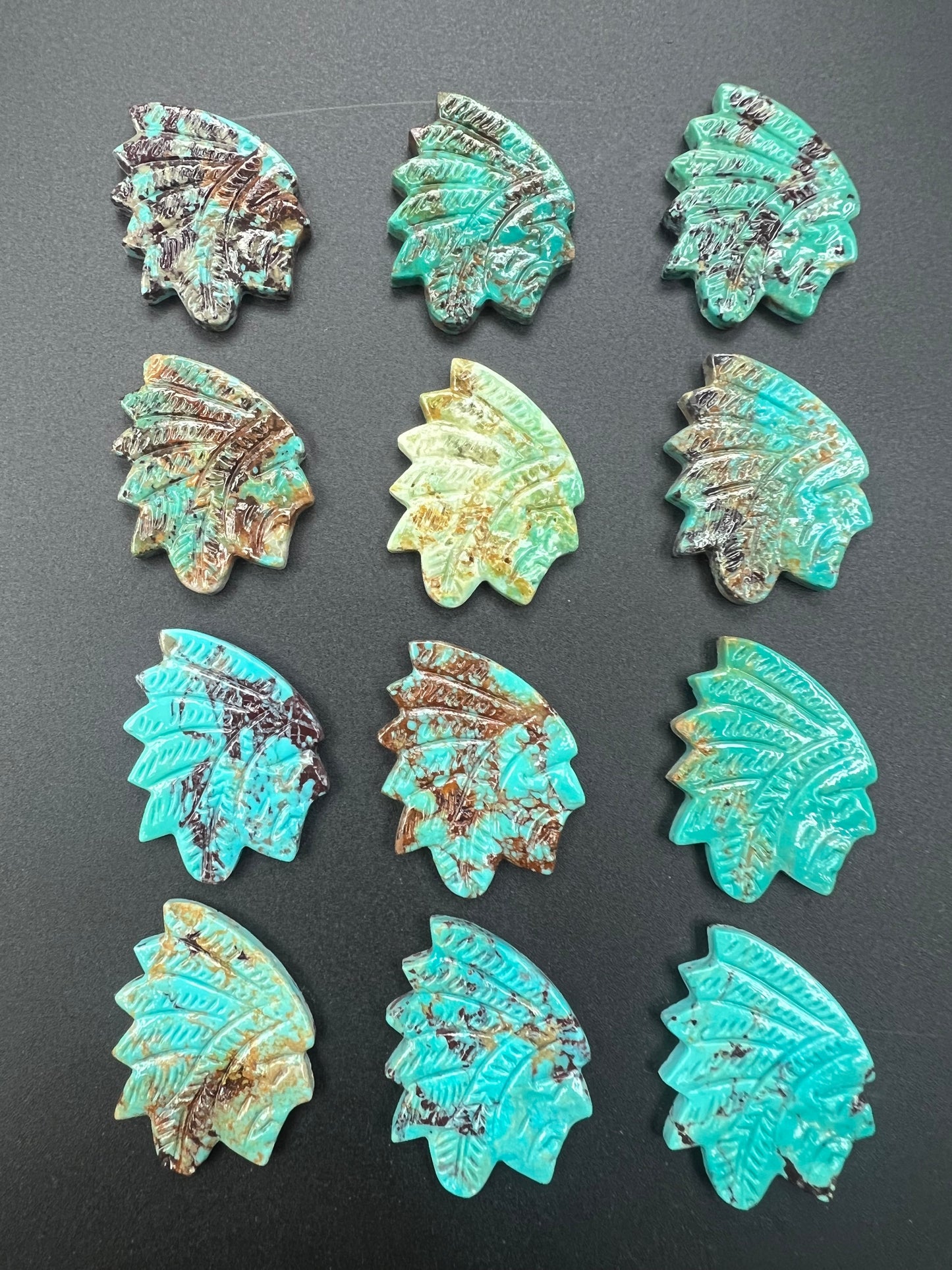 Turquoise American Indian Carved Pendant Type A