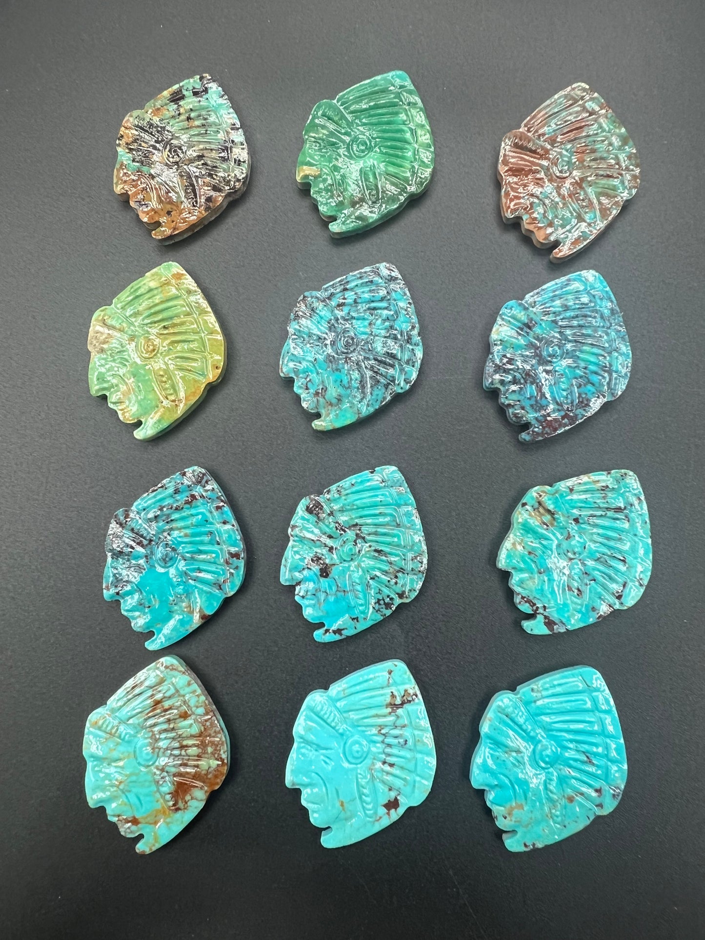 Turquoise American Indian Carved Pendant Type B