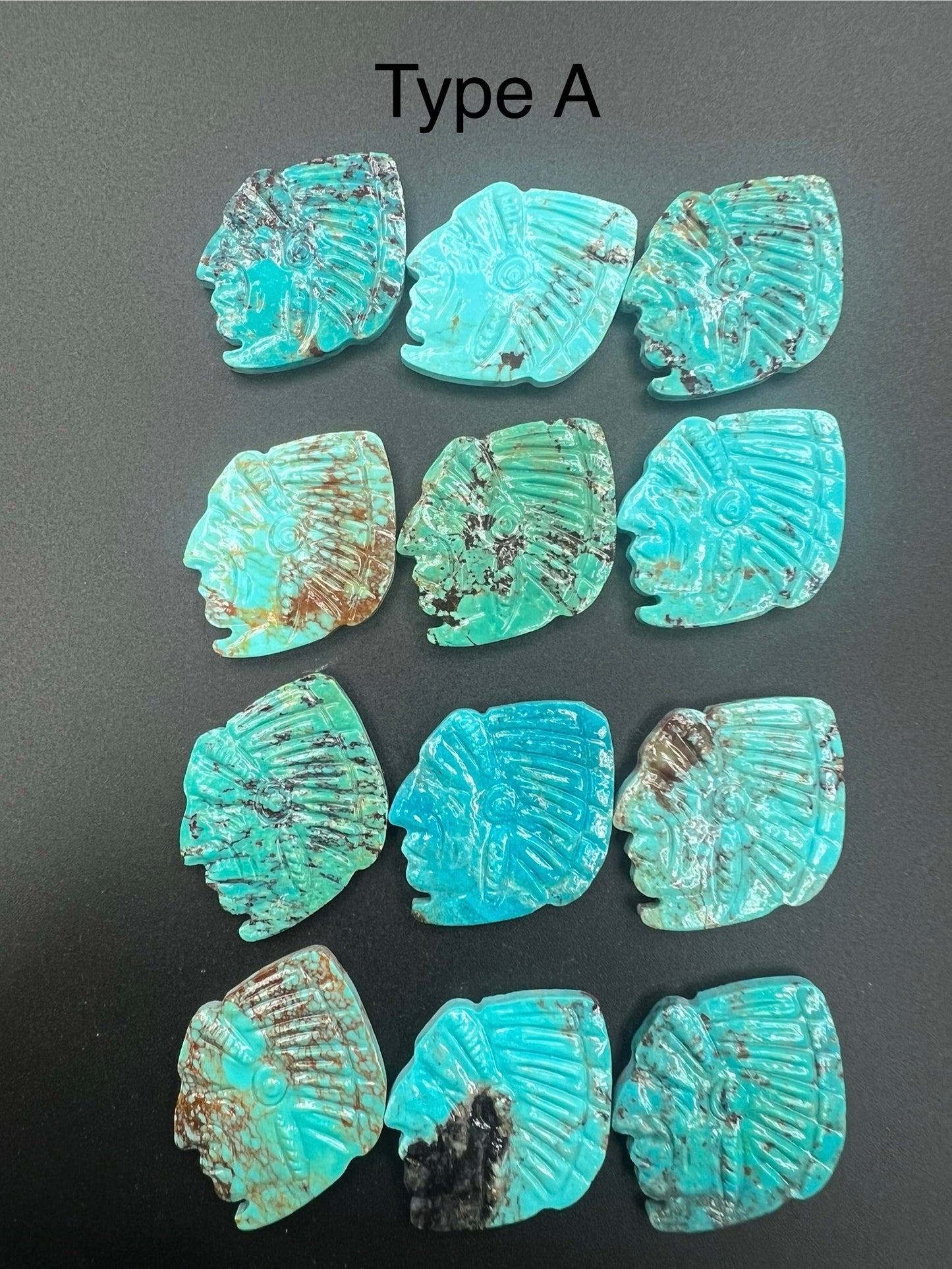 Turquoise American Indian Carved Pendant Type B