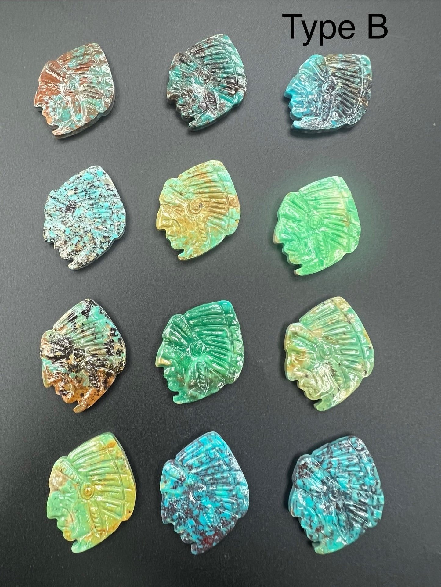 Turquoise American Indian Carved Pendant Type B