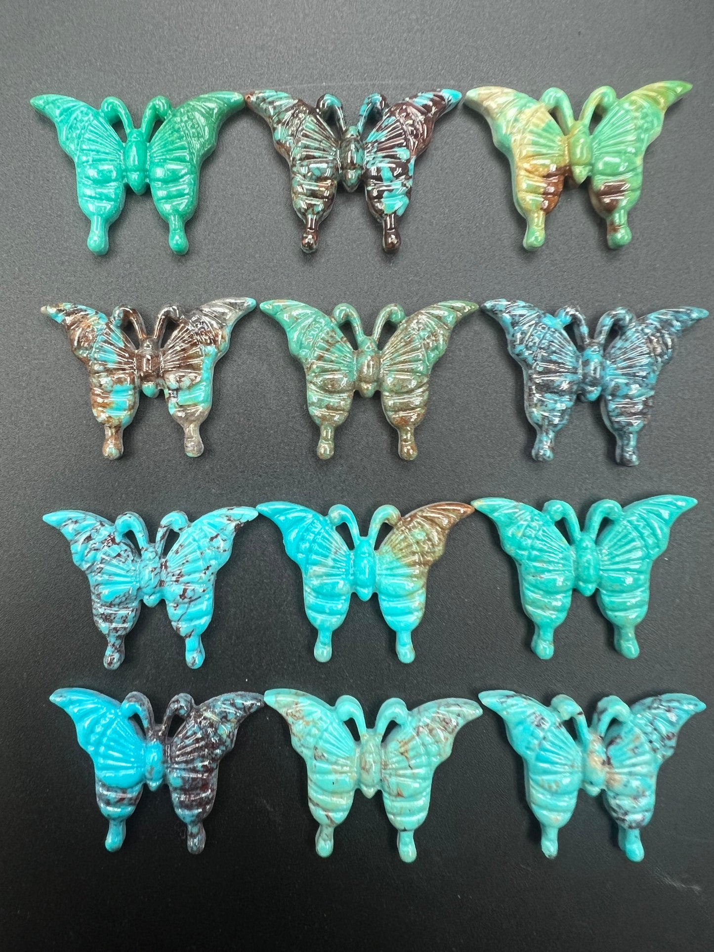 Turquoise Butterfly Carved Pendant