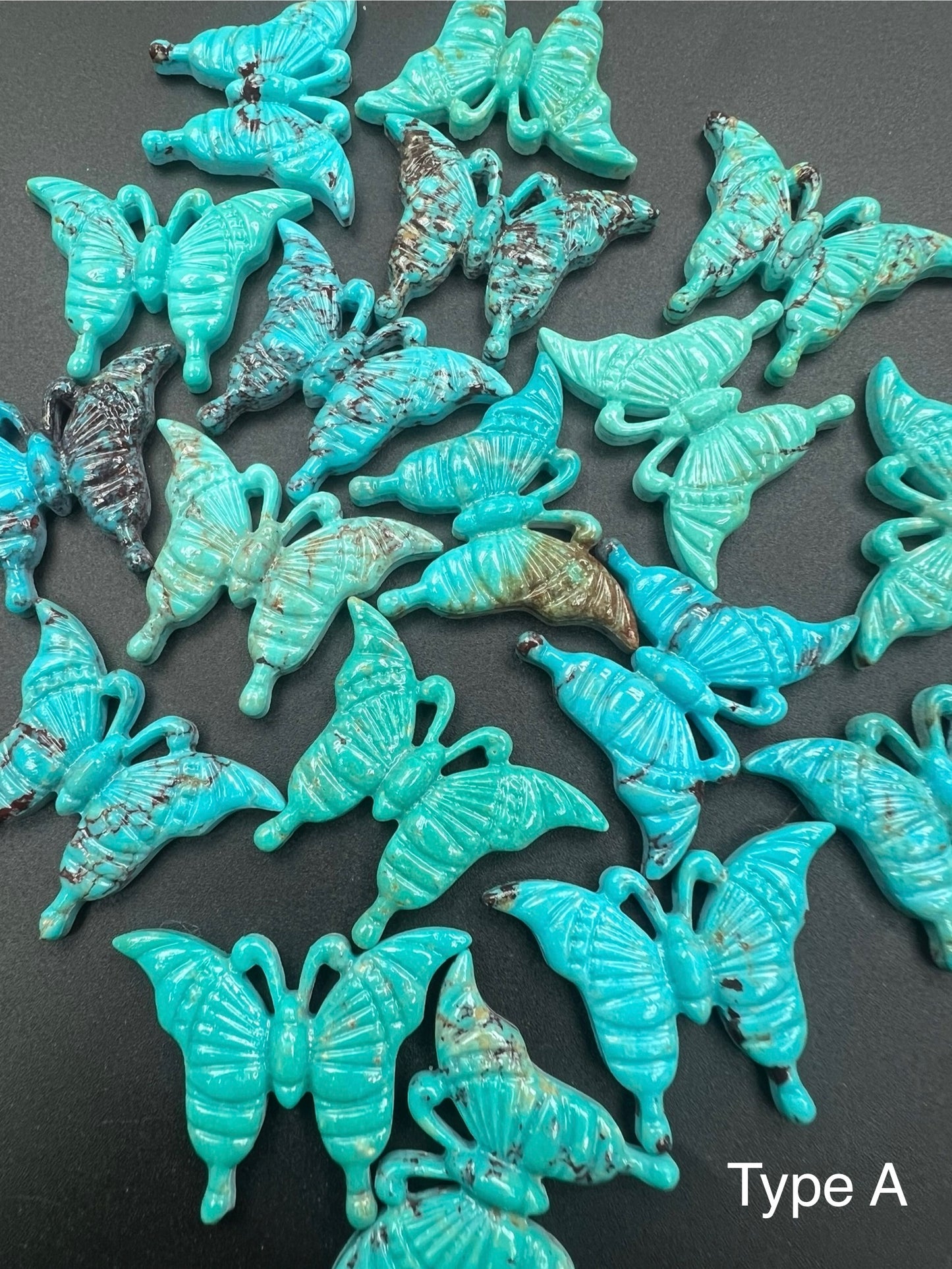 Turquoise Butterfly Carved Pendant