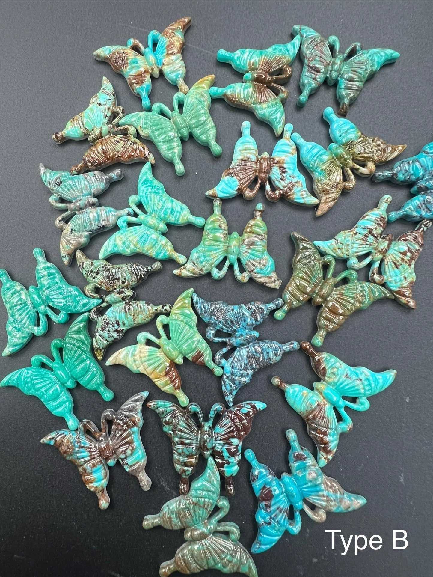 Turquoise Butterfly Carved Pendant