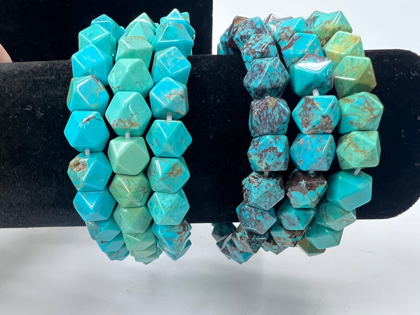 Natural Turquoise Fancy Cut Bracelet 10mm
