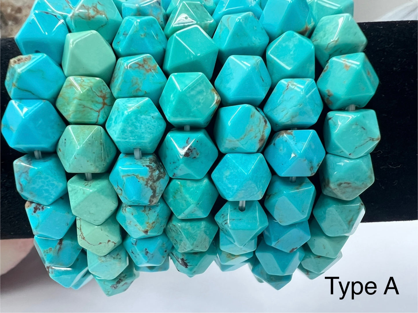 Natural Turquoise Fancy Cut Bracelet 10mm