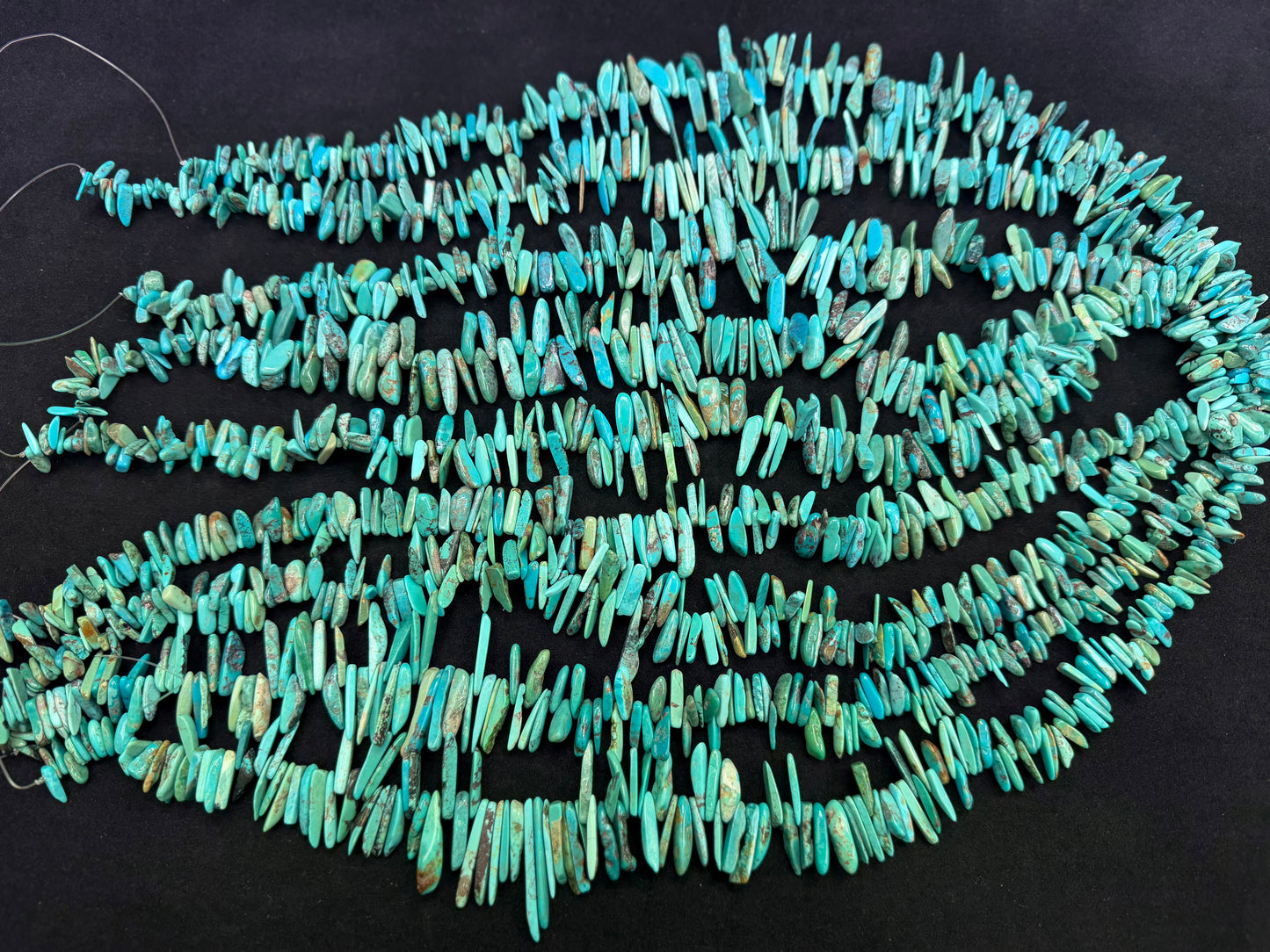 Turquoise Irregular Long Chips Strand (Top Drilled)