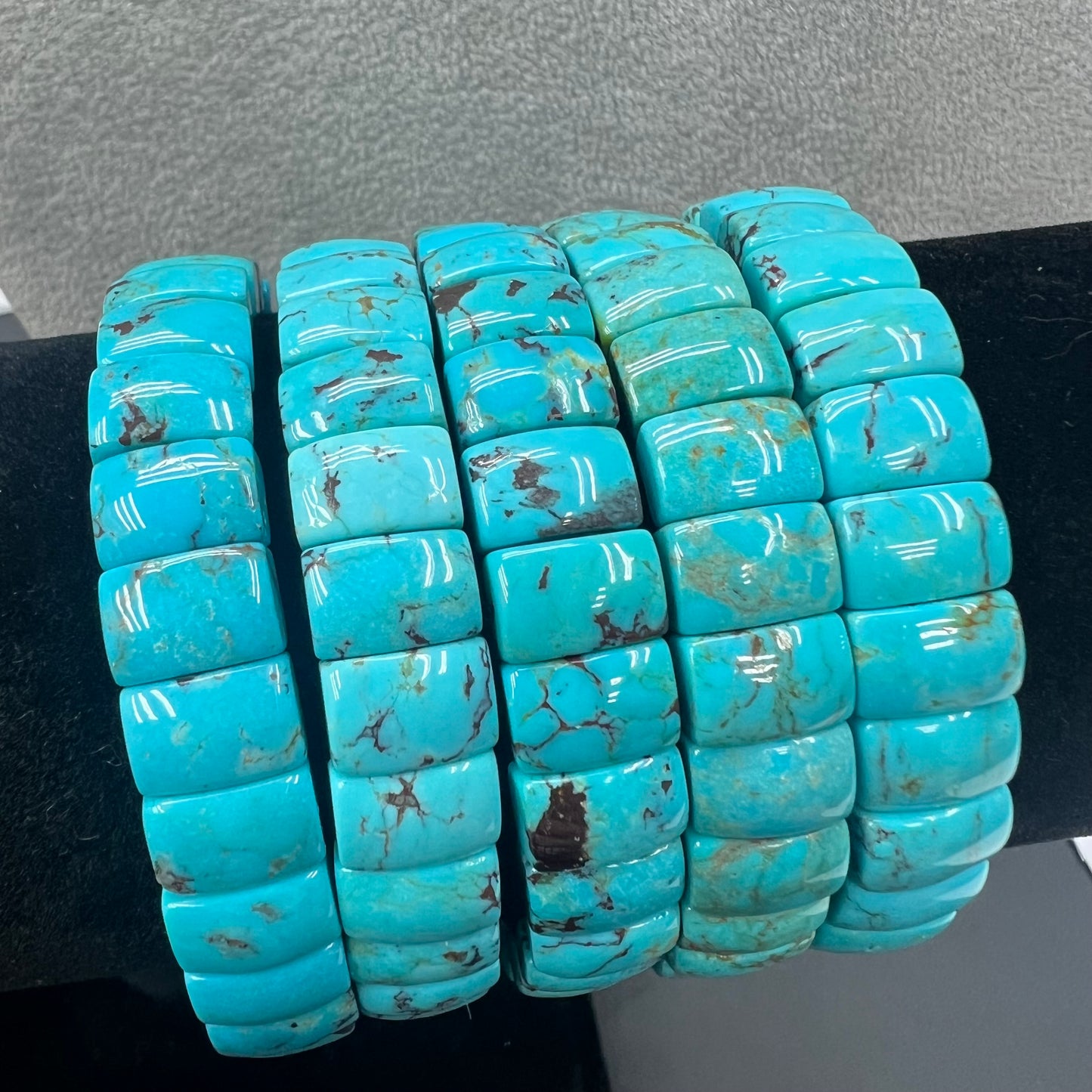 Natural Turquoise Rectangle Bracelet 7x10mm