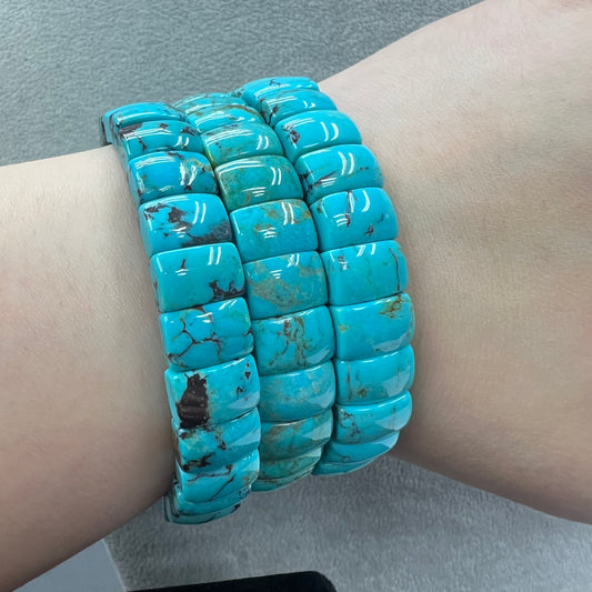 Natural Turquoise Rectangle Bracelet 7x10mm