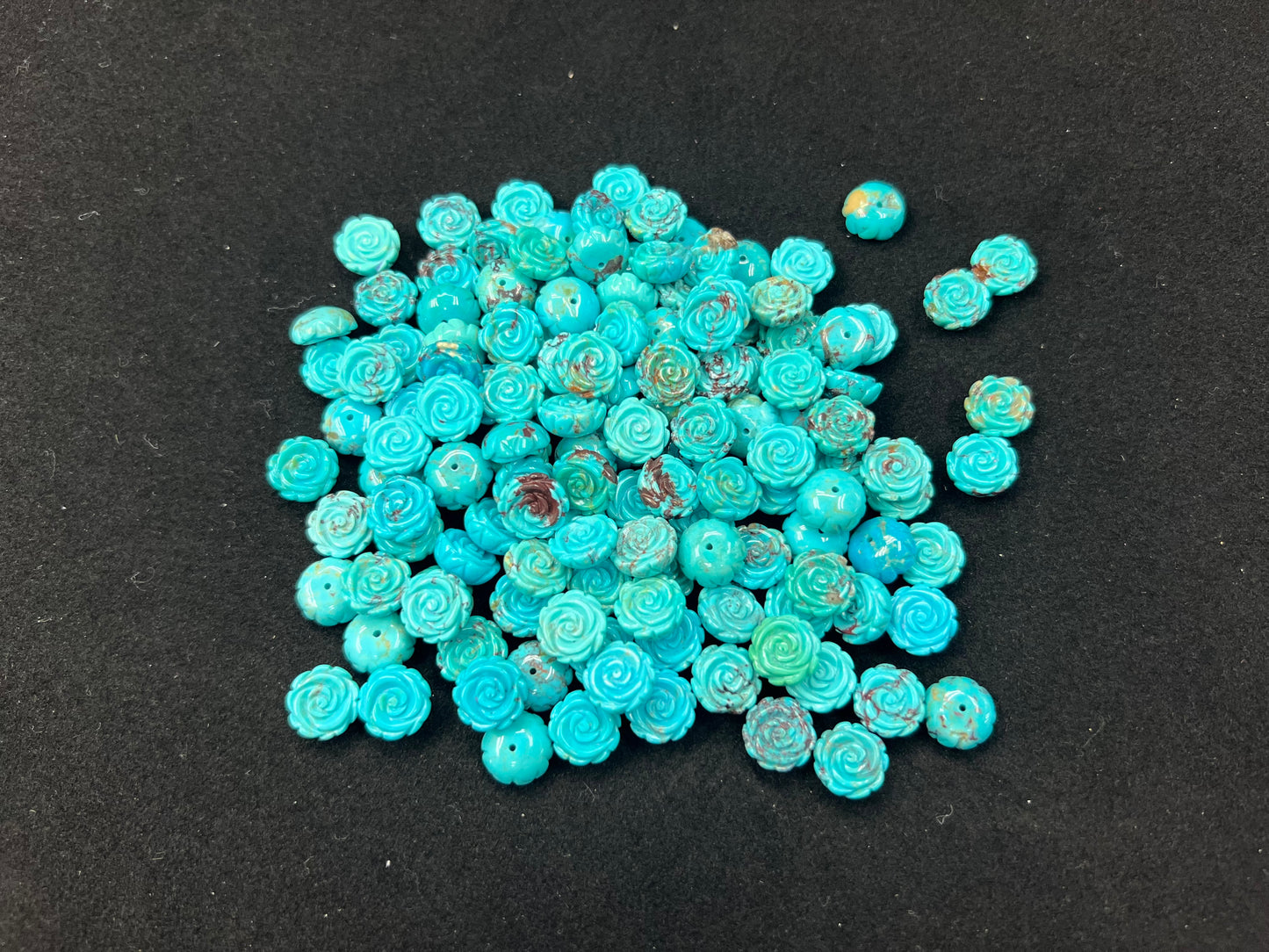 Turquoise Rose Loose Piece 10mm (Back Half Drilled)