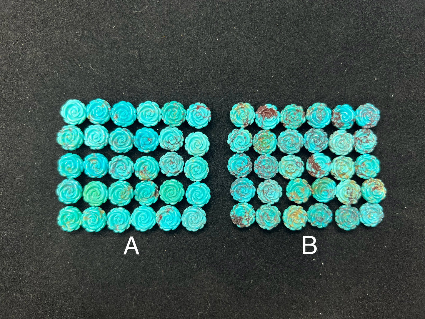 Turquoise Rose Loose Piece 10mm (Back Half Drilled)