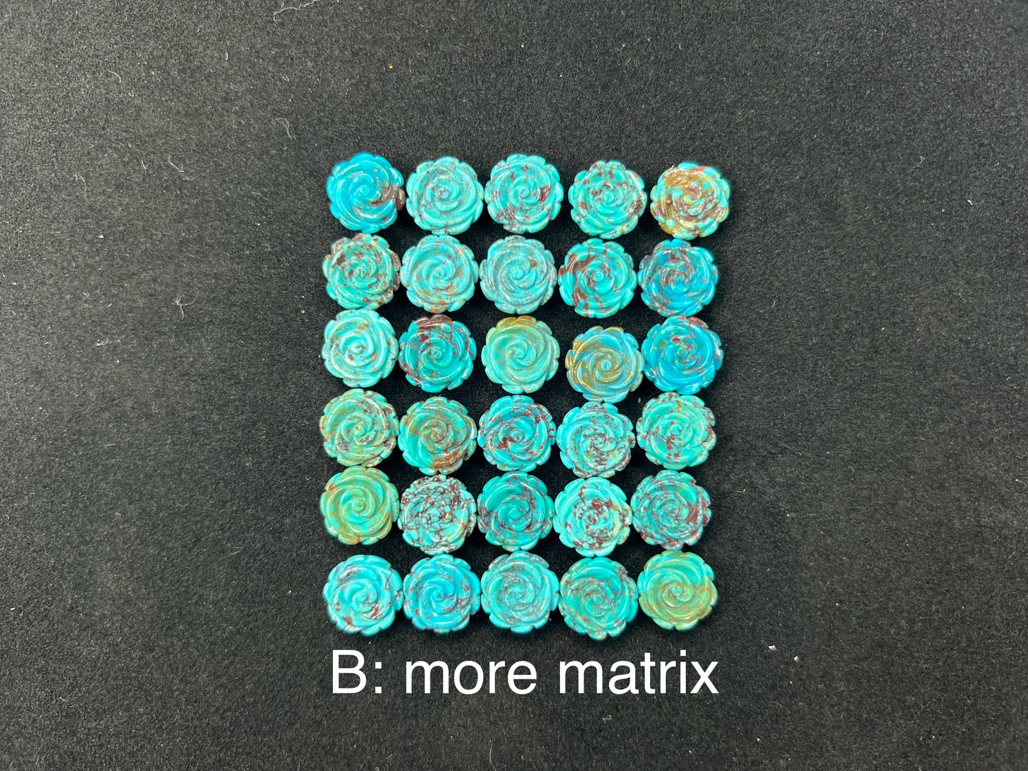 Turquoise Rose Loose Piece 12mm (Back Half Drilled)